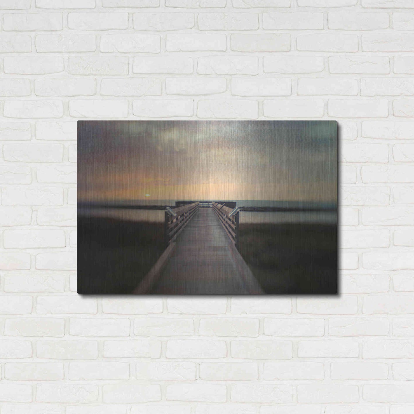 Luxe Metal Art 'Sunset Pier' by Dawn D Hanna, Metal Wall Art,36x24