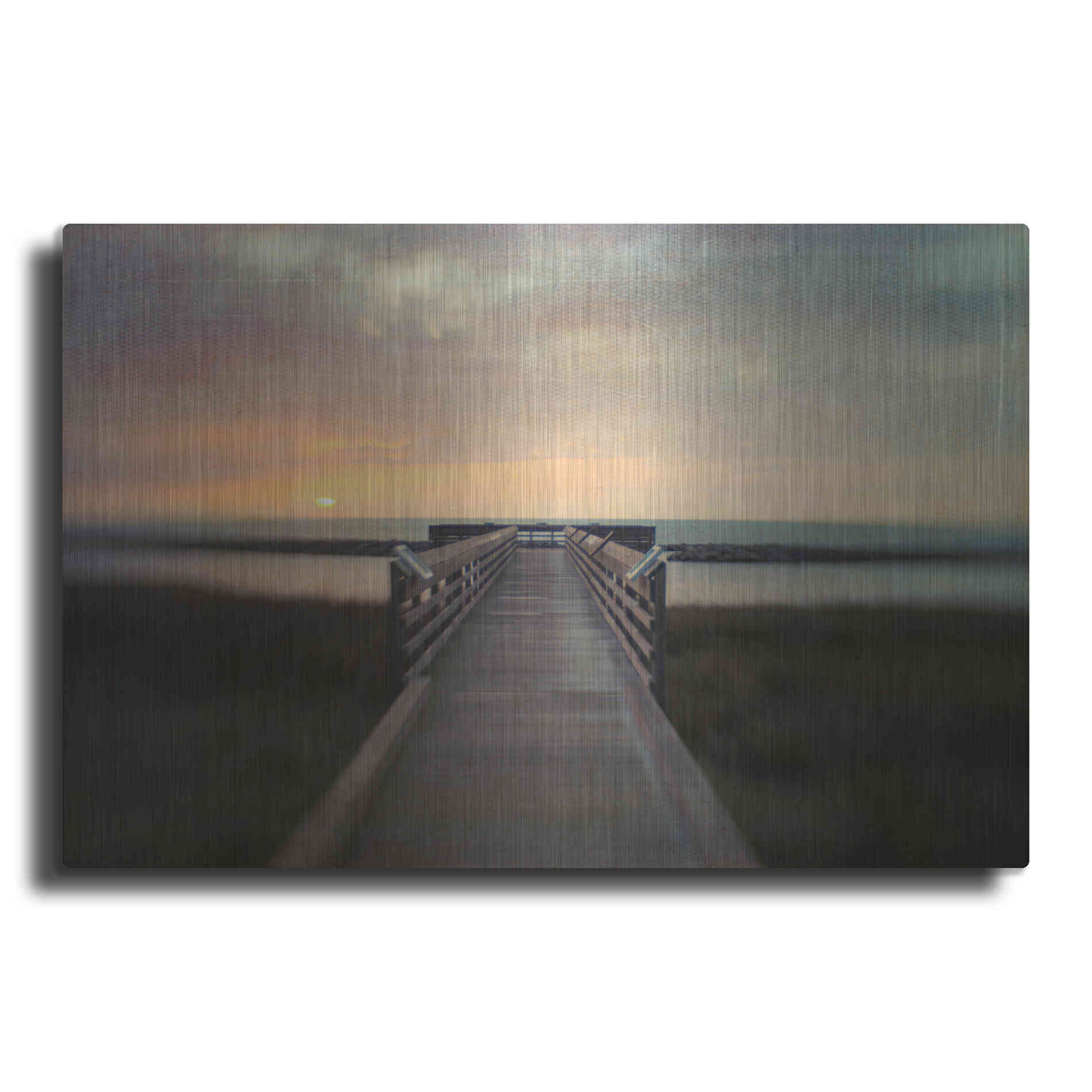 Luxe Metal Art 'Sunset Pier' by Dawn D Hanna, Metal Wall Art