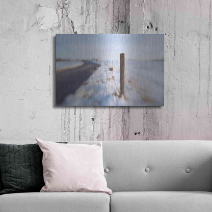 Luxe Metal Art 'Walking on the Edge of Winter' by Dawn D Hanna, Metal Wall Art,36x24