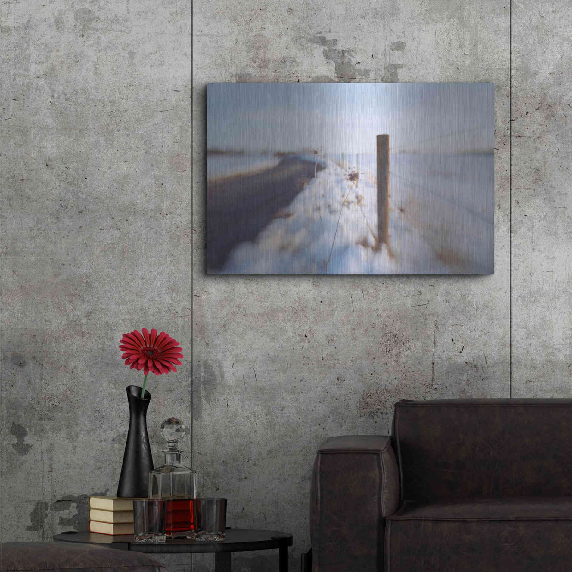 Luxe Metal Art 'Walking on the Edge of Winter' by Dawn D Hanna, Metal Wall Art,36x24