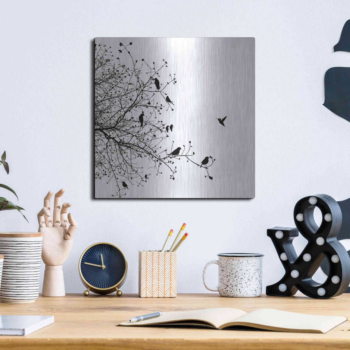 Luxe Metal Art 'Bird I' by GraphINC, Metal Wall Art,12x12