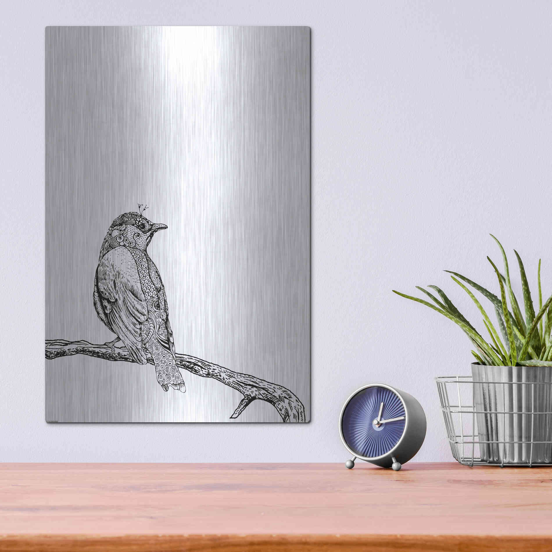 Luxe Metal Art 'Bird III' by GraphINC, Metal Wall Art,12x16