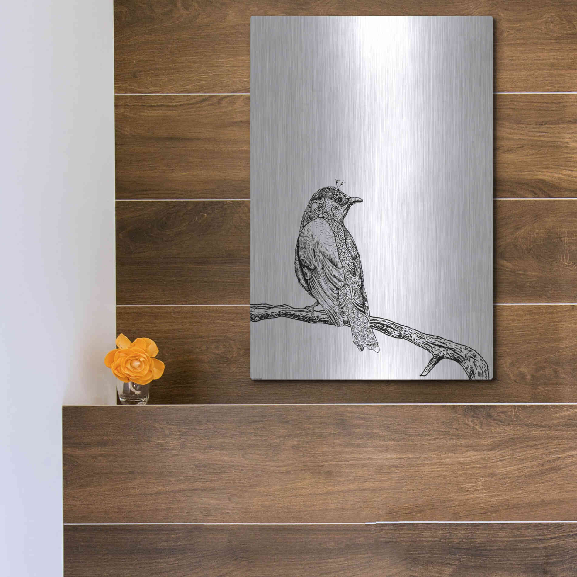 Luxe Metal Art 'Bird III' by GraphINC, Metal Wall Art,12x16