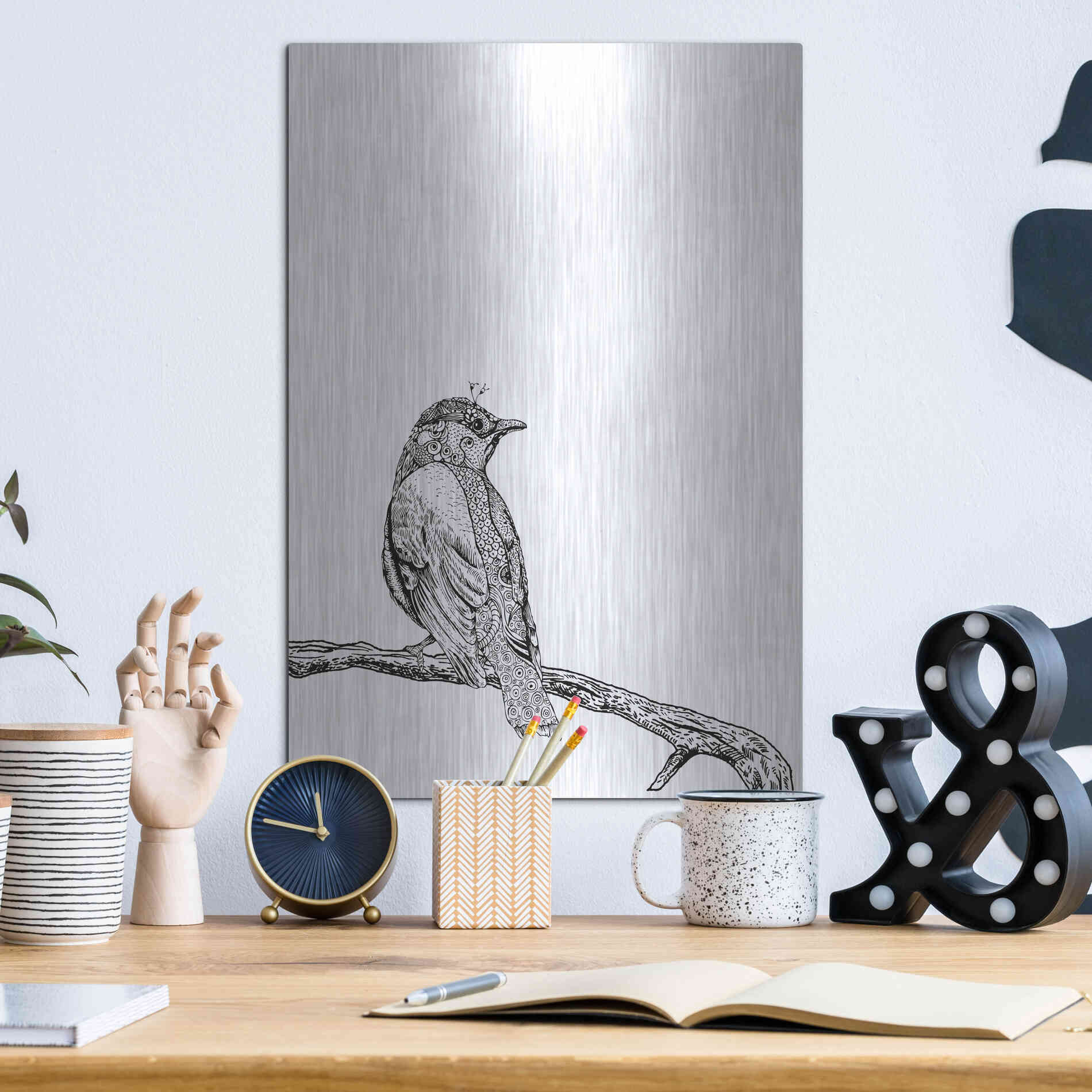 Luxe Metal Art 'Bird III' by GraphINC, Metal Wall Art,12x16