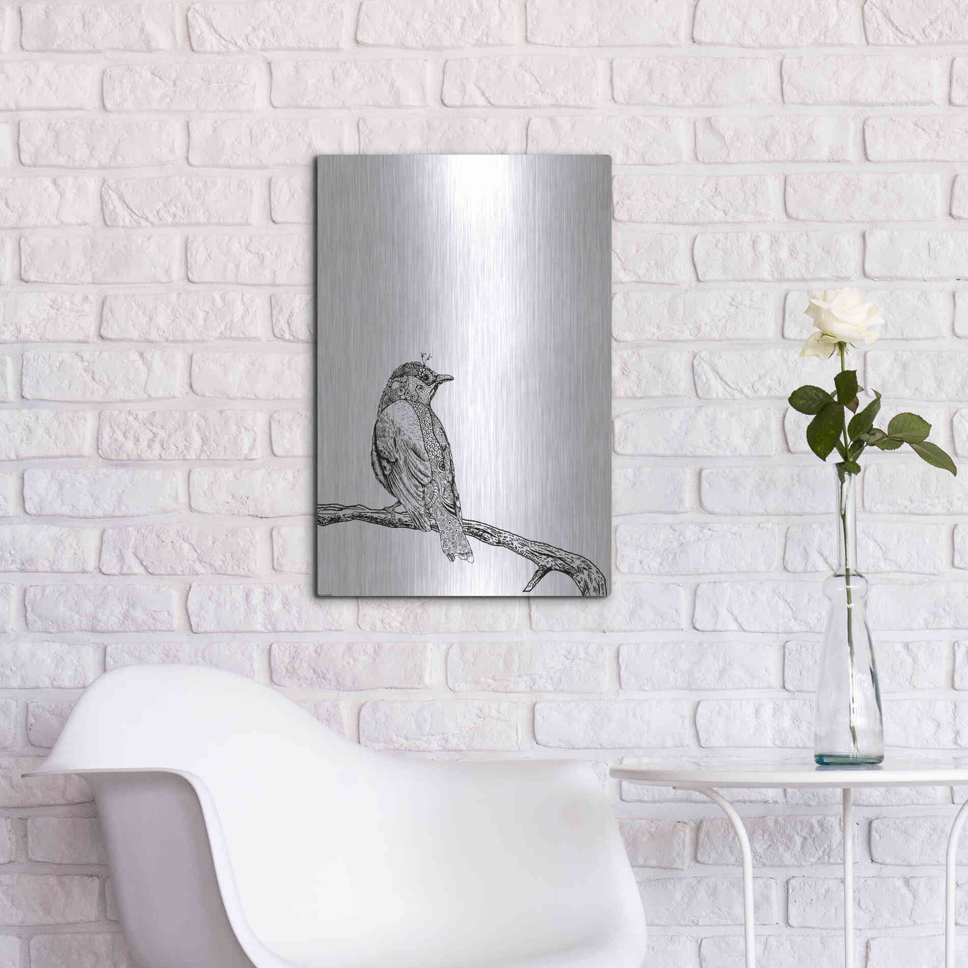 Luxe Metal Art 'Bird III' by GraphINC, Metal Wall Art,16x24