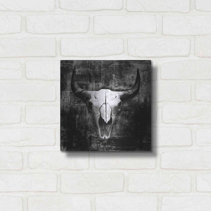 Luxe Metal Art 'Black Cowskull' by GraphINC, Metal Wall Art,12x12