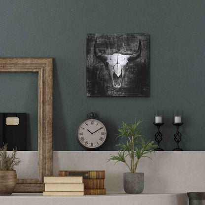 Luxe Metal Art 'Black Cowskull' by GraphINC, Metal Wall Art,12x12