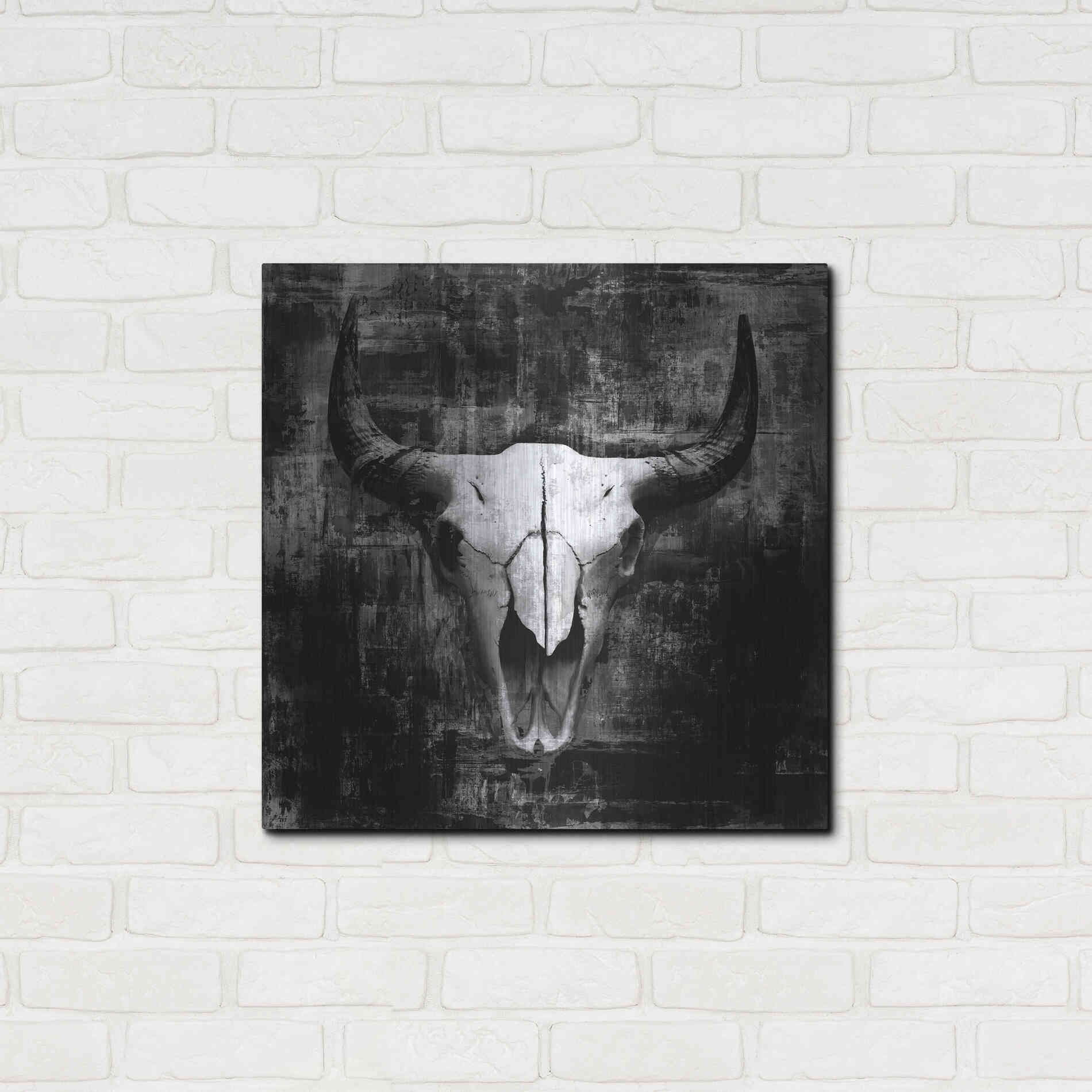 Luxe Metal Art 'Black Cowskull' by GraphINC, Metal Wall Art,24x24