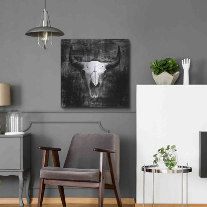 Luxe Metal Art 'Black Cowskull' by GraphINC, Metal Wall Art,24x24