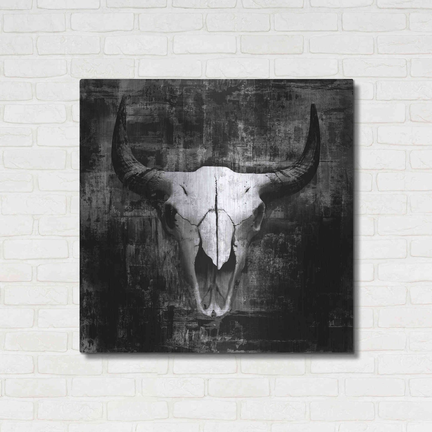 Luxe Metal Art 'Black Cowskull' by GraphINC, Metal Wall Art,36x36