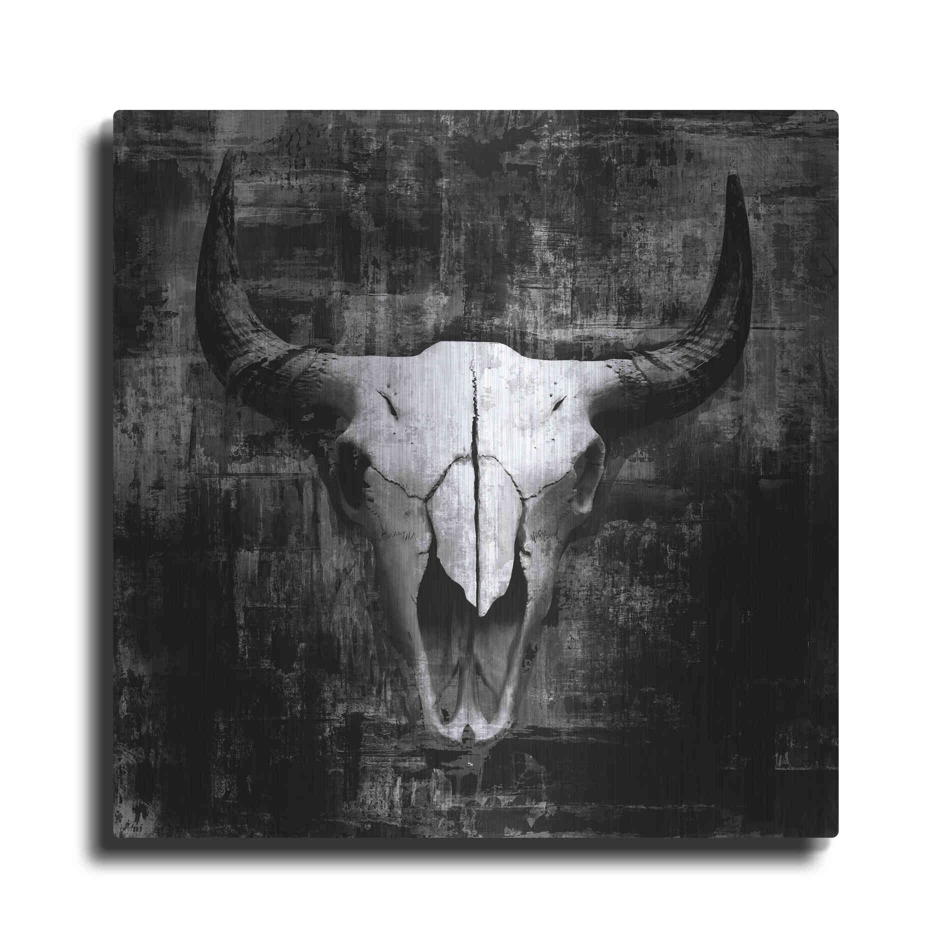 Luxe Metal Art 'Black Cowskull' by GraphINC, Metal Wall Art