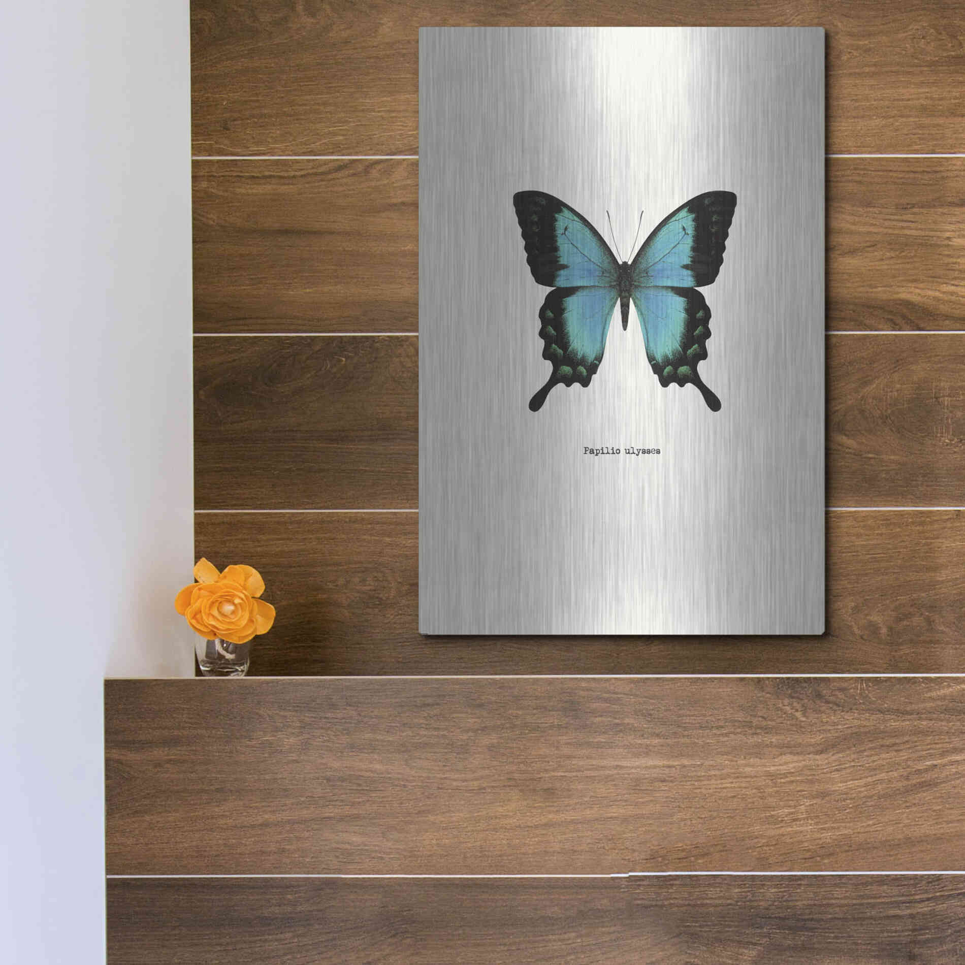 Luxe Metal Art 'Blue Butterfly' by GraphINC, Metal Wall Art,12x16