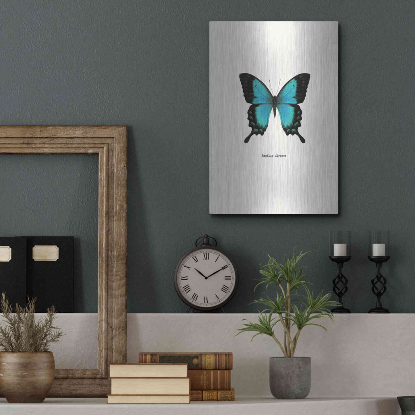 Luxe Metal Art 'Blue Butterfly' by GraphINC, Metal Wall Art,12x16