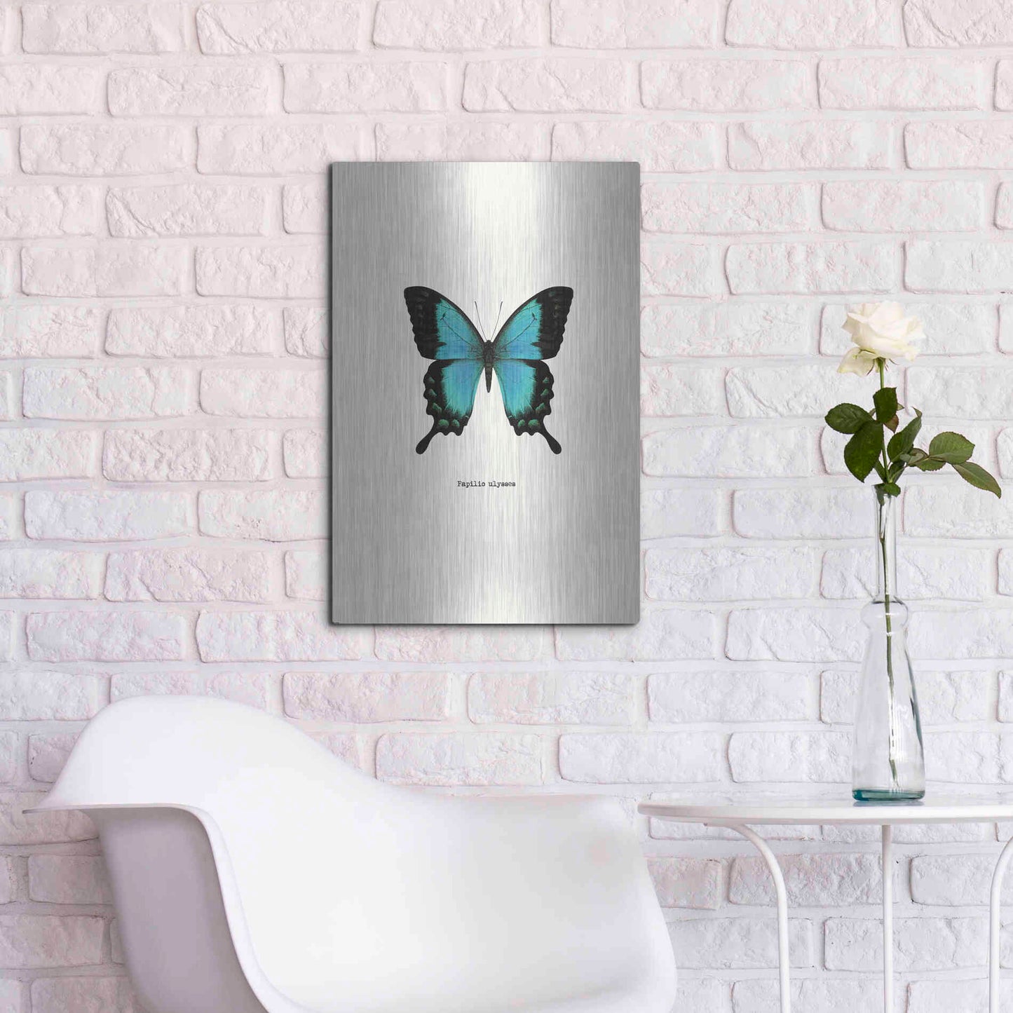 Luxe Metal Art 'Blue Butterfly' by GraphINC, Metal Wall Art,16x24