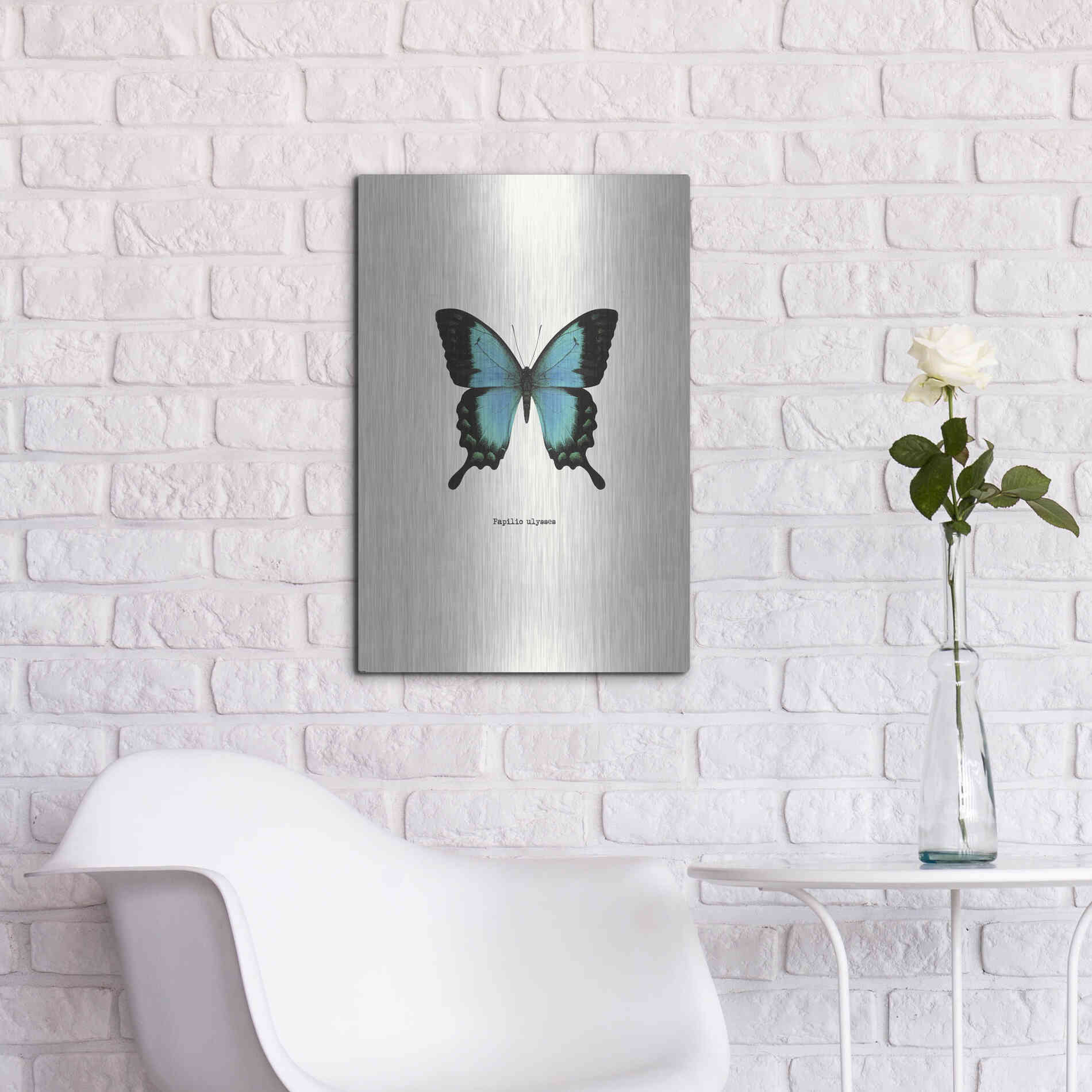 Luxe Metal Art 'Blue Butterfly' by GraphINC, Metal Wall Art,16x24