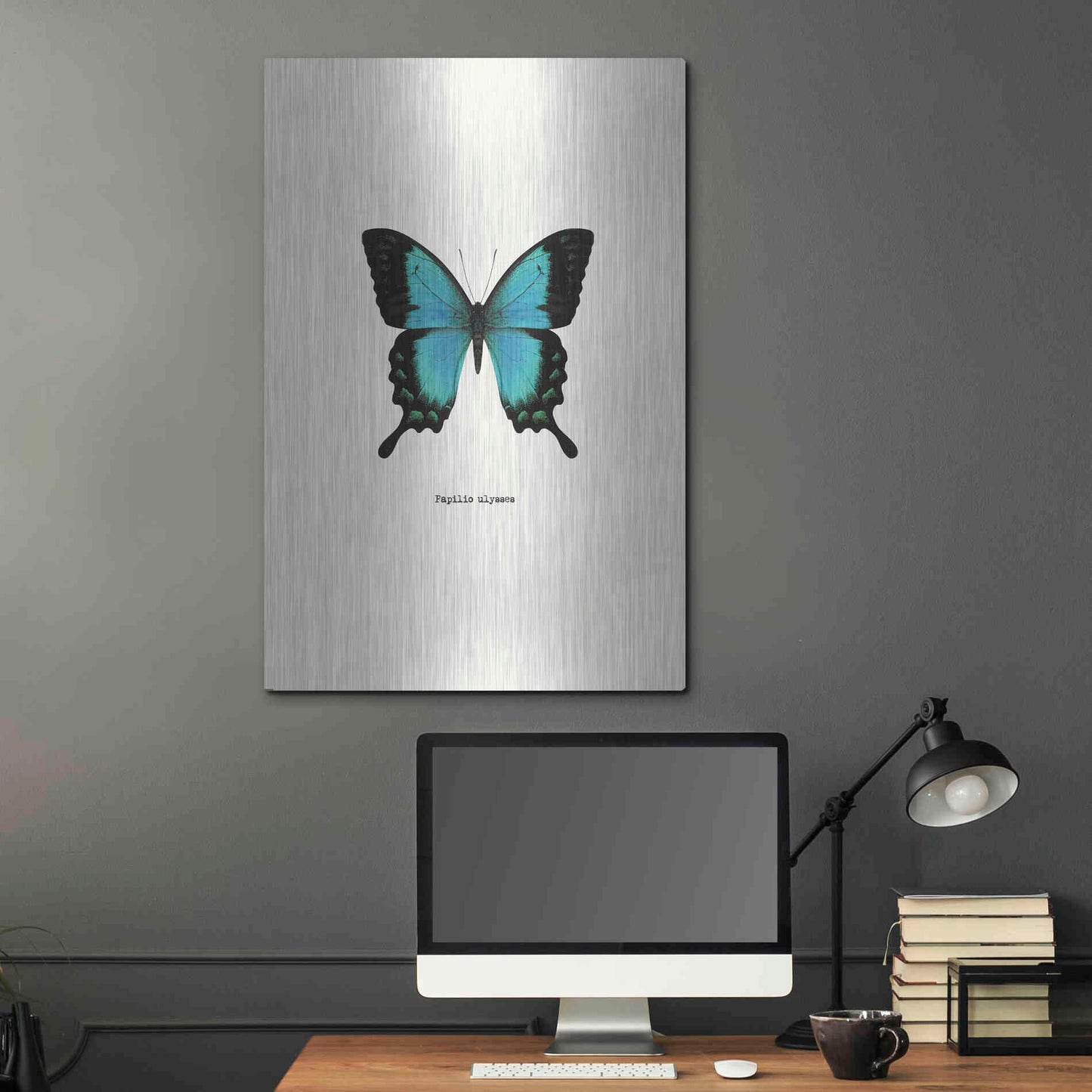 Luxe Metal Art 'Blue Butterfly' by GraphINC, Metal Wall Art,24x36