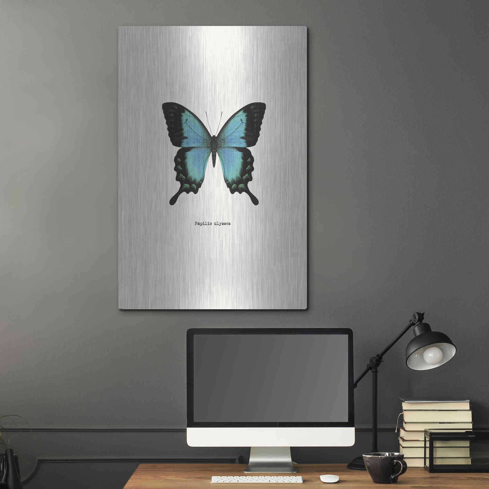 Luxe Metal Art 'Blue Butterfly' by GraphINC, Metal Wall Art,24x36