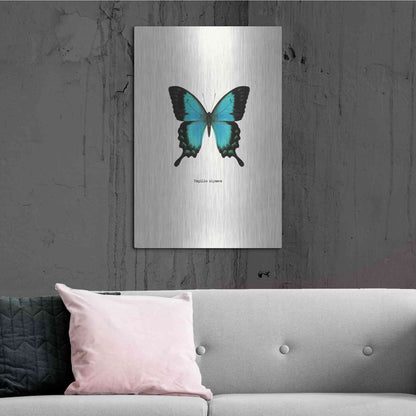 Luxe Metal Art 'Blue Butterfly' by GraphINC, Metal Wall Art,24x36