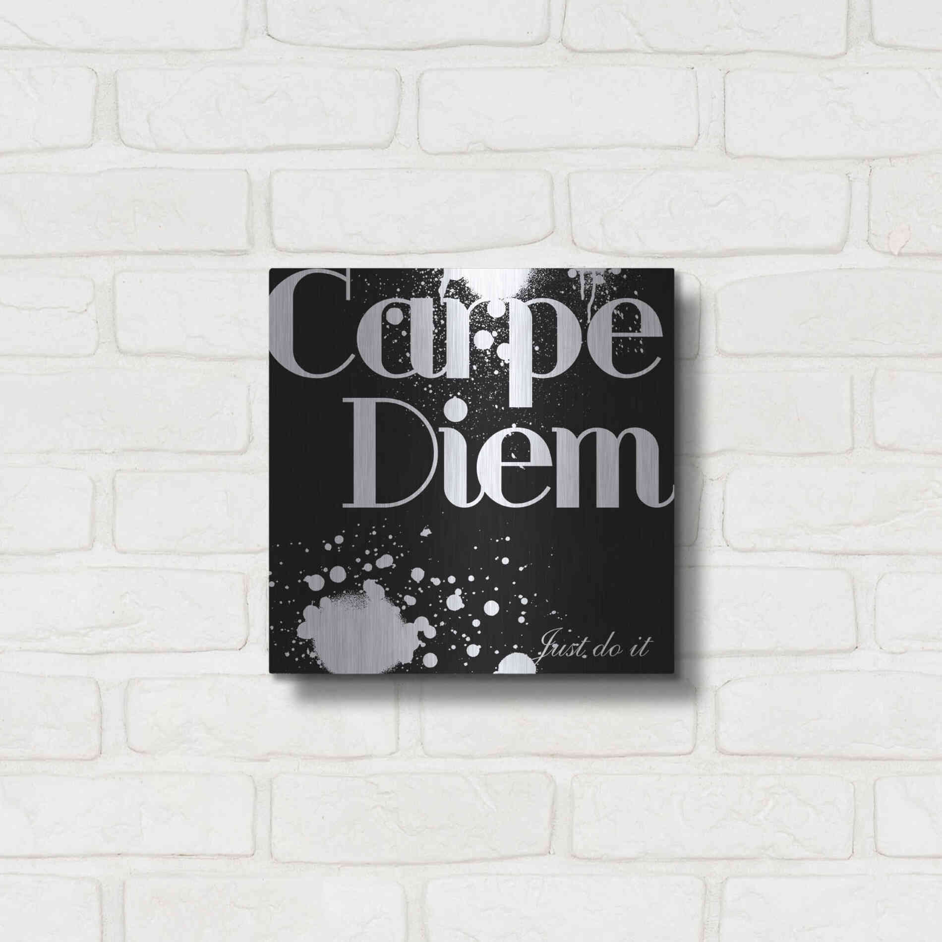 Luxe Metal Art 'Carpe Diem' by GraphINC, Metal Wall Art,12x12