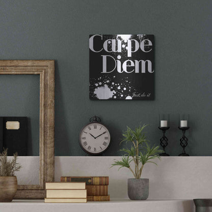 Luxe Metal Art 'Carpe Diem' by GraphINC, Metal Wall Art,12x12