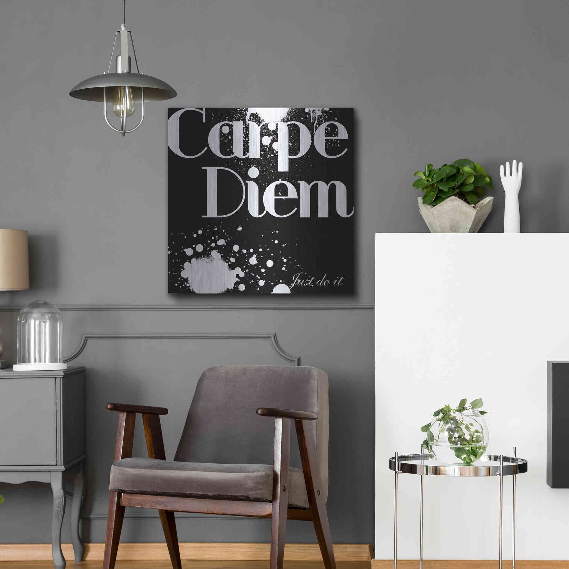 Luxe Metal Art 'Carpe Diem' by GraphINC, Metal Wall Art,24x24