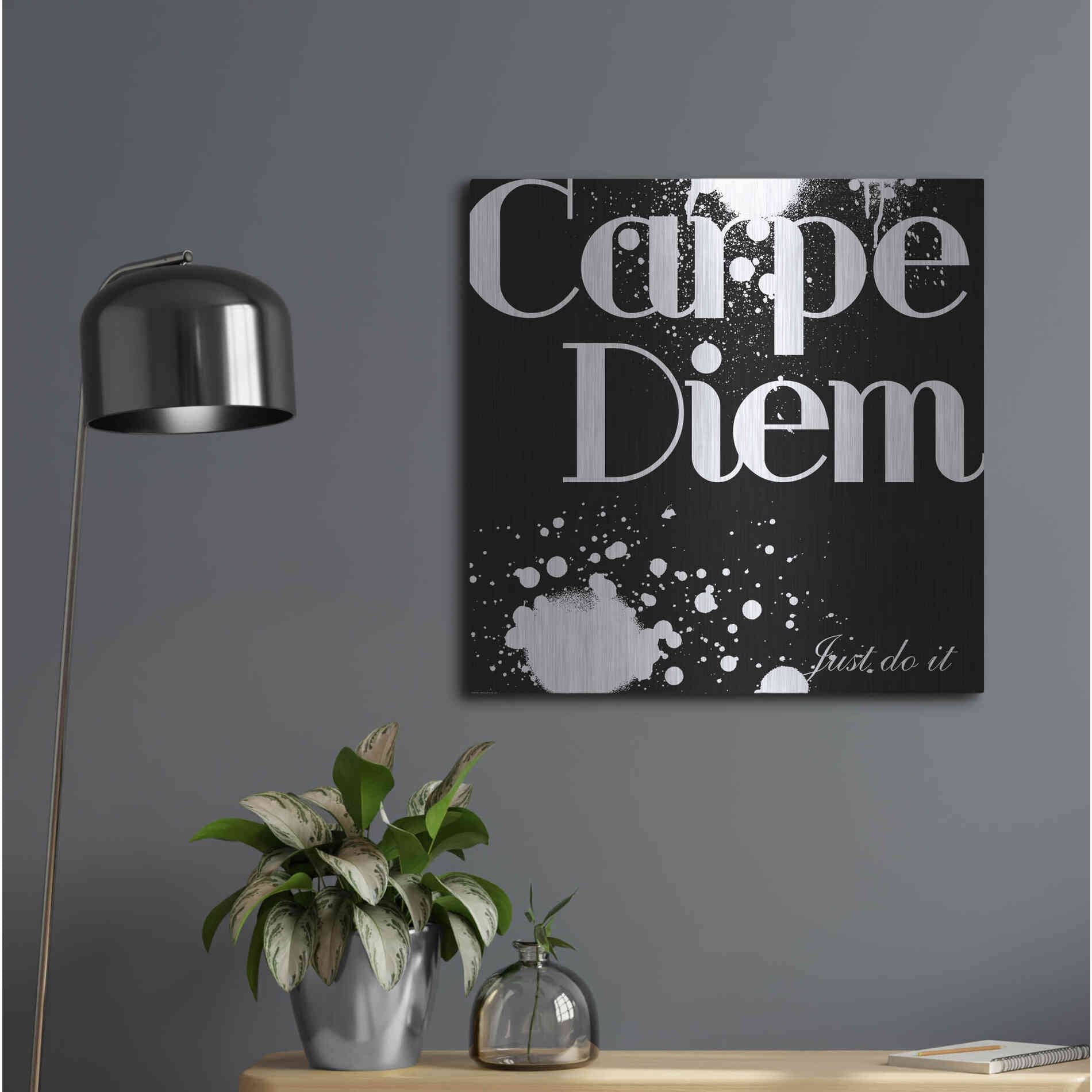 Luxe Metal Art 'Carpe Diem' by GraphINC, Metal Wall Art,24x24