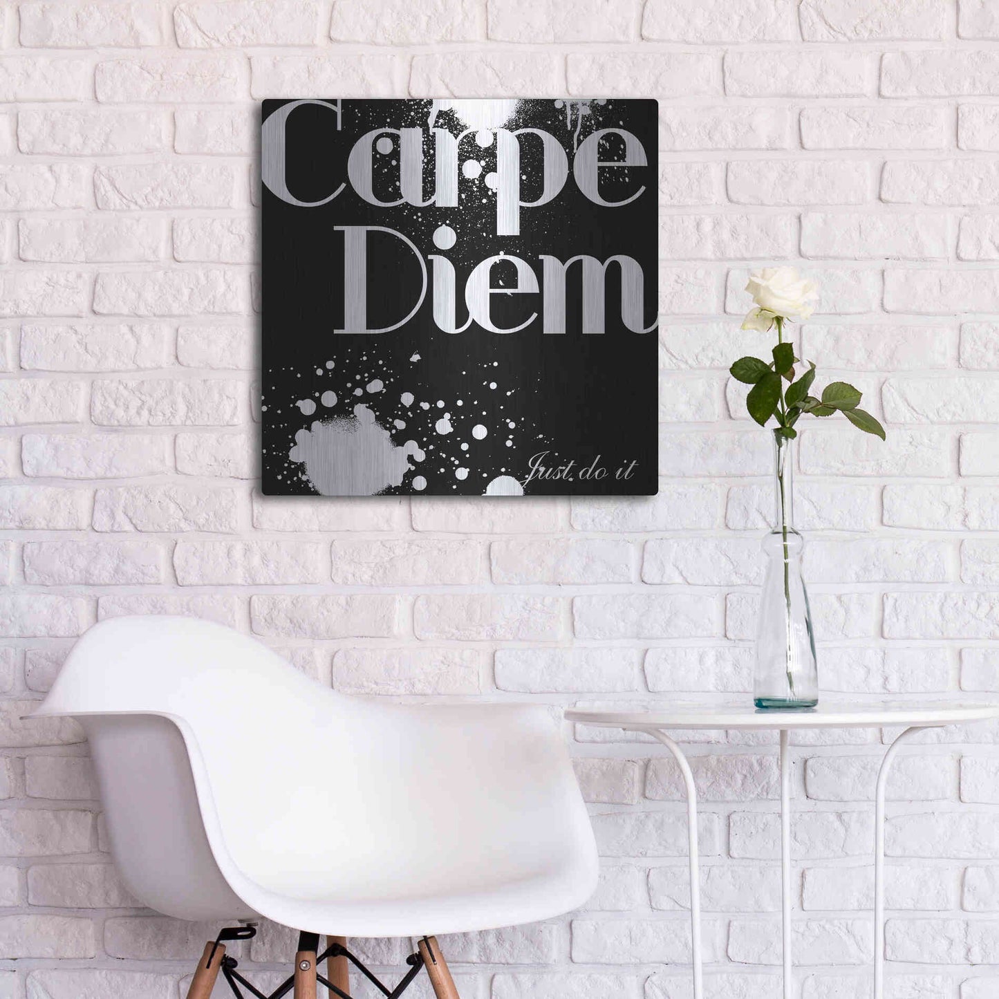 Luxe Metal Art 'Carpe Diem' by GraphINC, Metal Wall Art,24x24