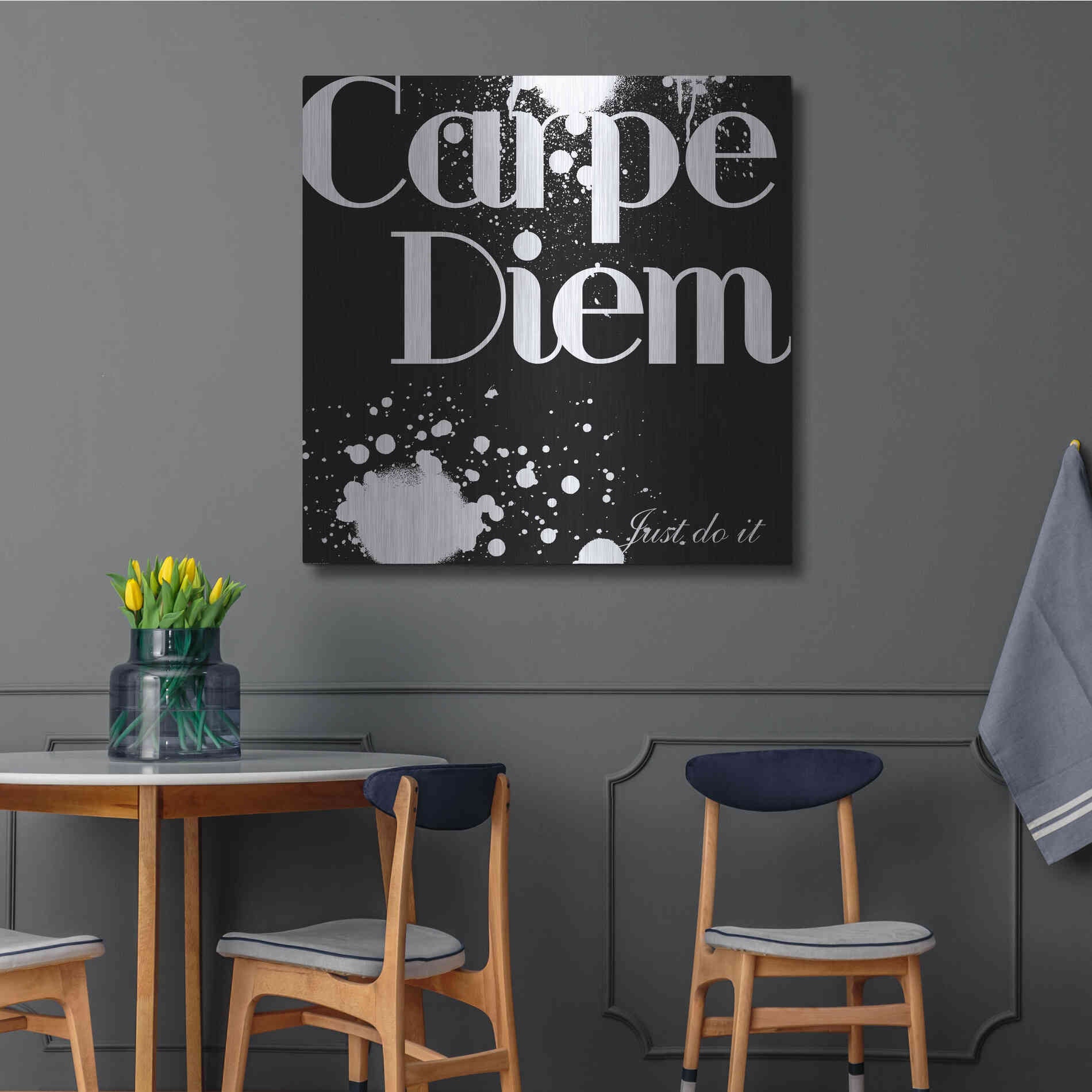 Luxe Metal Art 'Carpe Diem' by GraphINC, Metal Wall Art,36x36