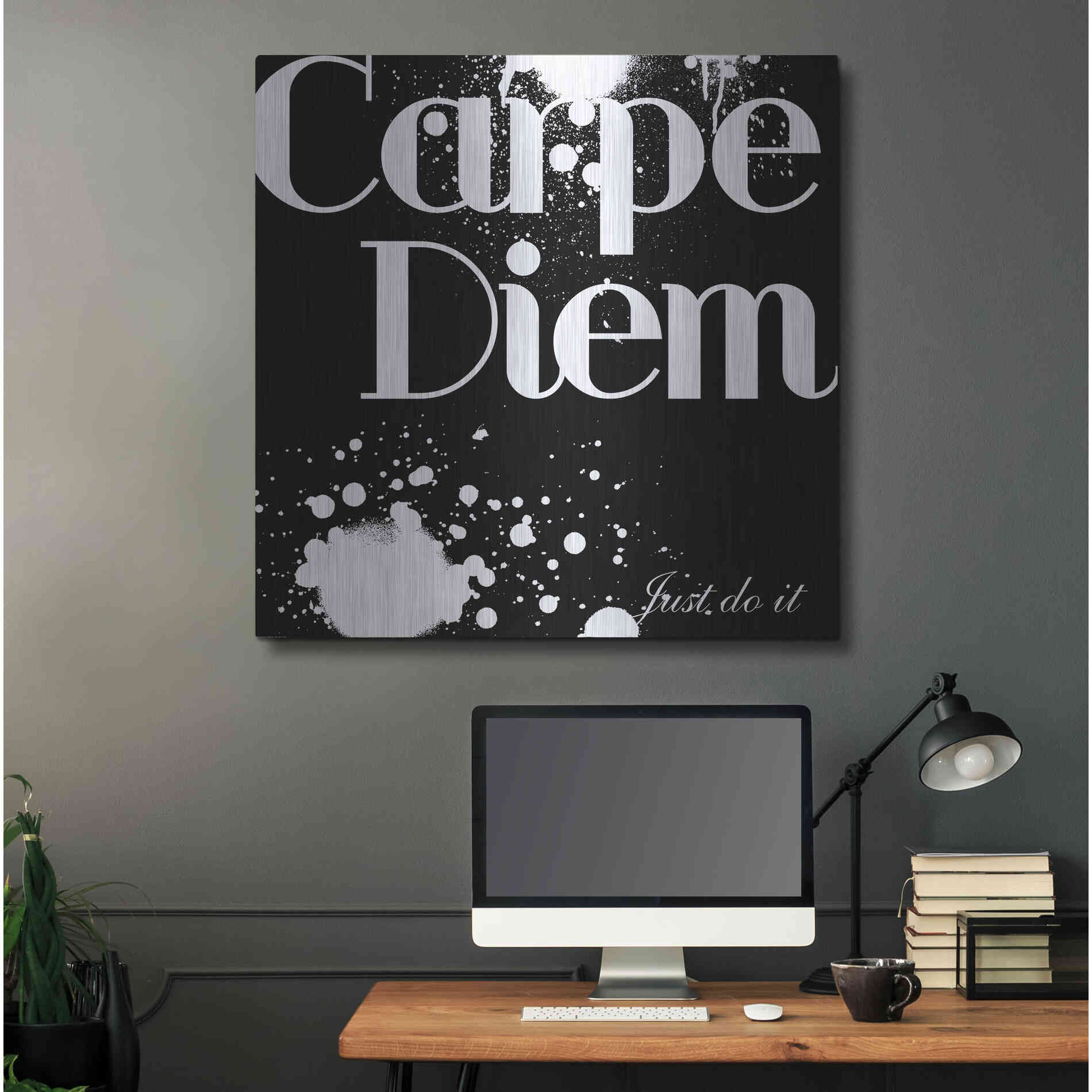 Luxe Metal Art 'Carpe Diem' by GraphINC, Metal Wall Art,36x36