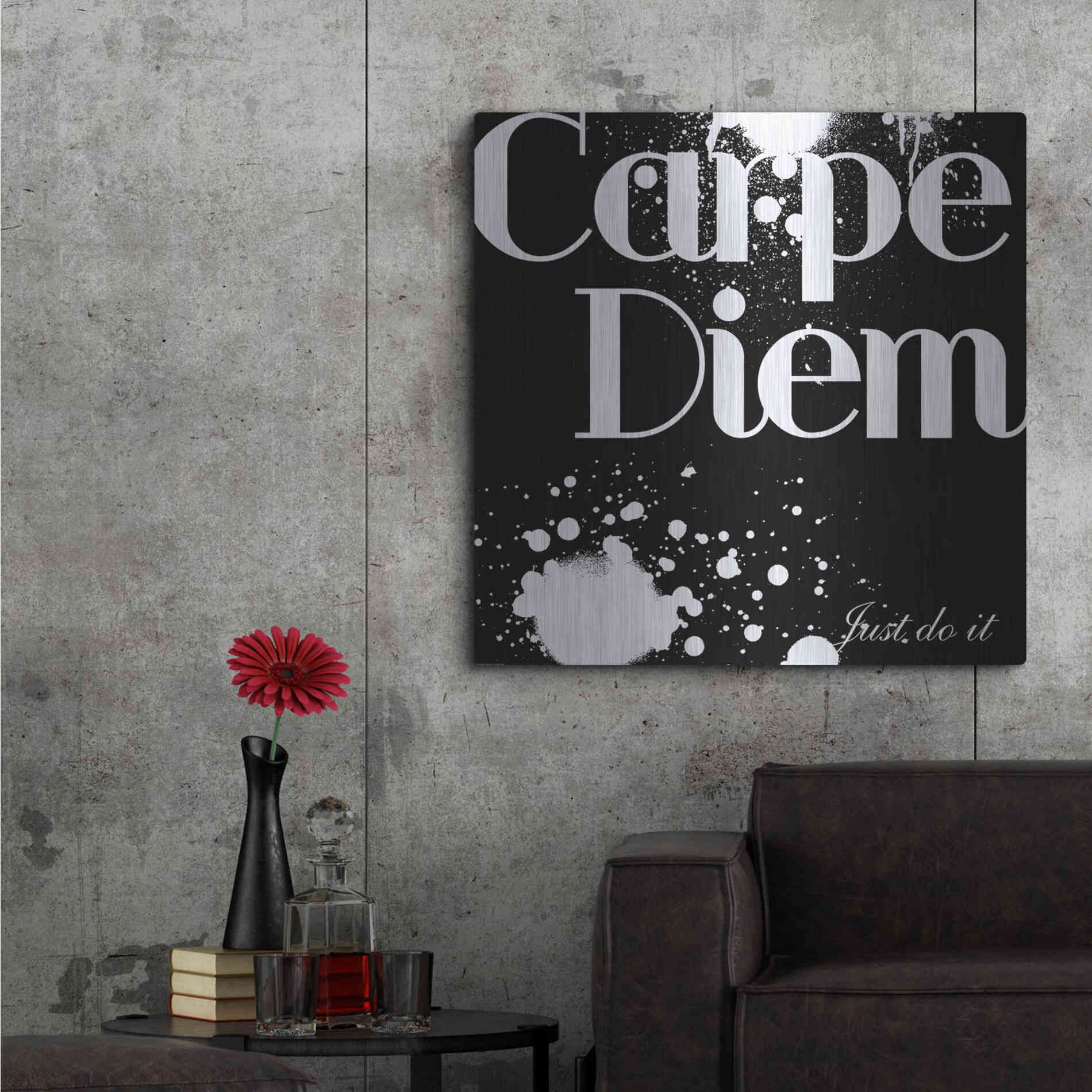 Luxe Metal Art 'Carpe Diem' by GraphINC, Metal Wall Art,36x36