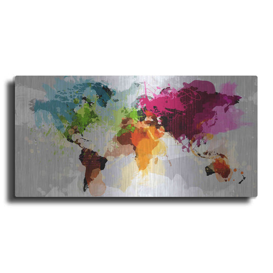 Luxe Metal Art 'Colourful World Map' by GraphINC, Metal Wall Art