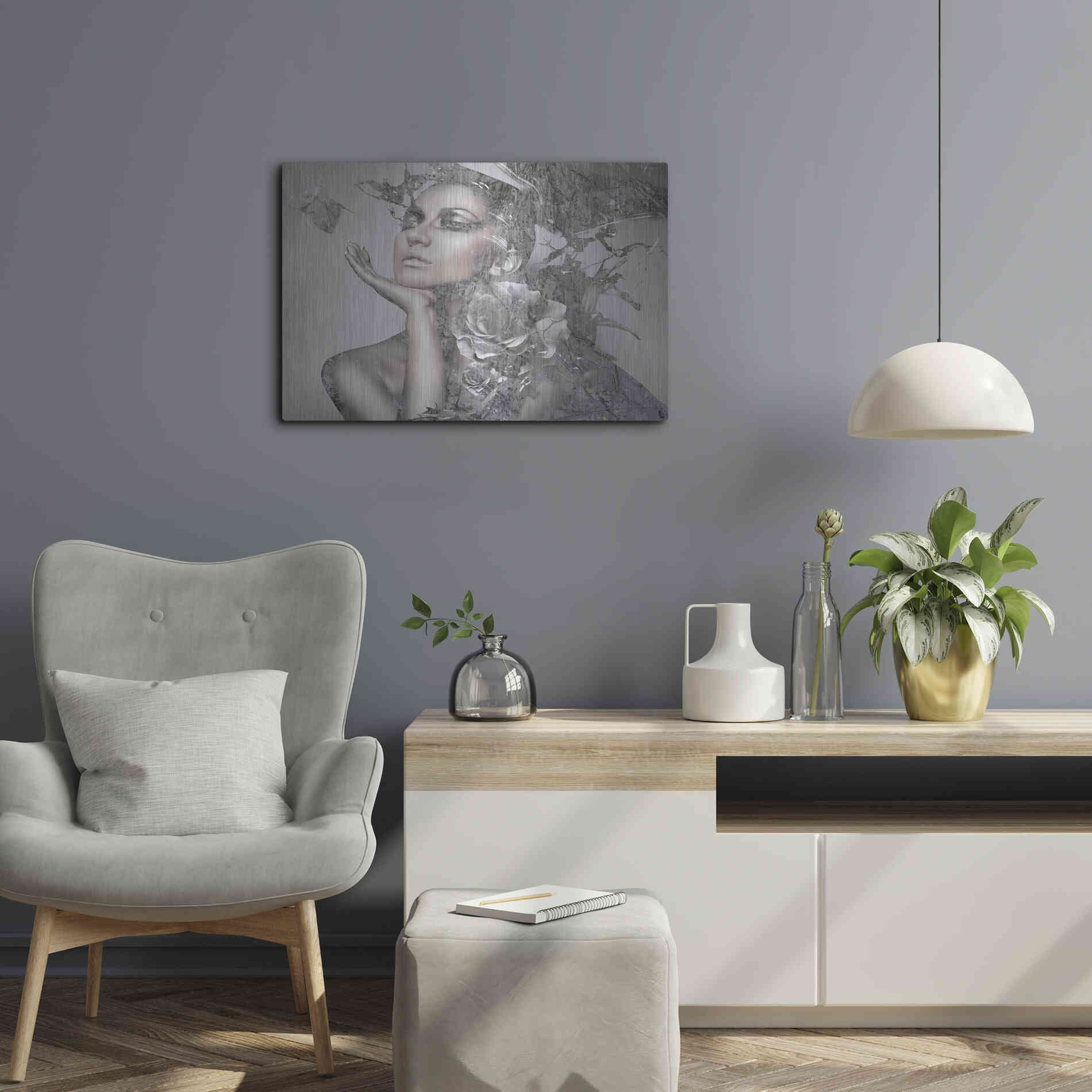 Luxe Metal Art 'Cool Grey' by GraphINC, Metal Wall Art,24x16