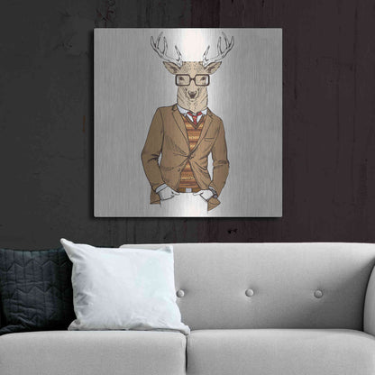 Luxe Metal Art 'Deer-man 1' by GraphINC, Metal Wall Art,36x36