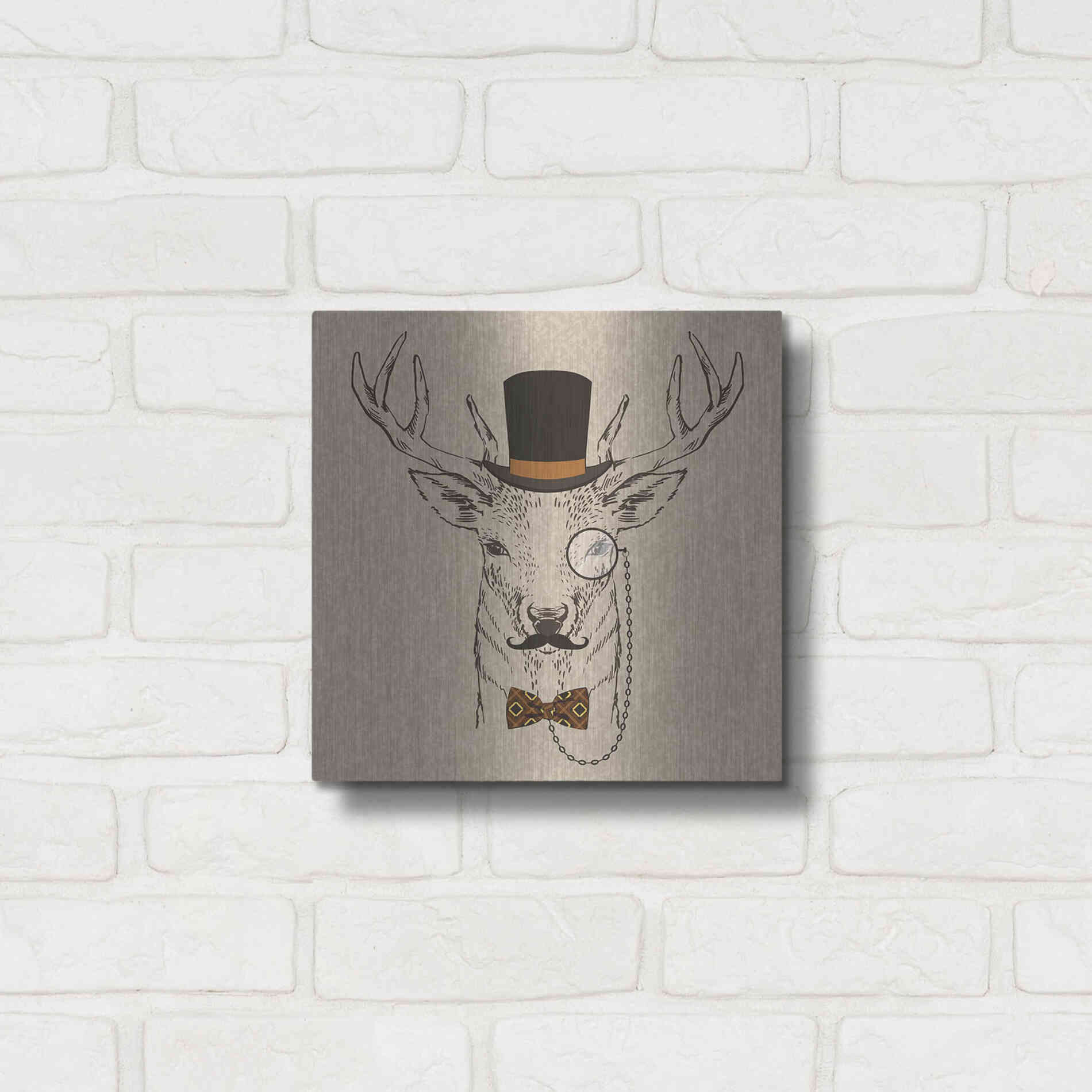 Luxe Metal Art 'Deer-man 2' by GraphINC, Metal Wall Art,12x12