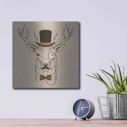 Luxe Metal Art 'Deer-man 2' by GraphINC, Metal Wall Art,12x12