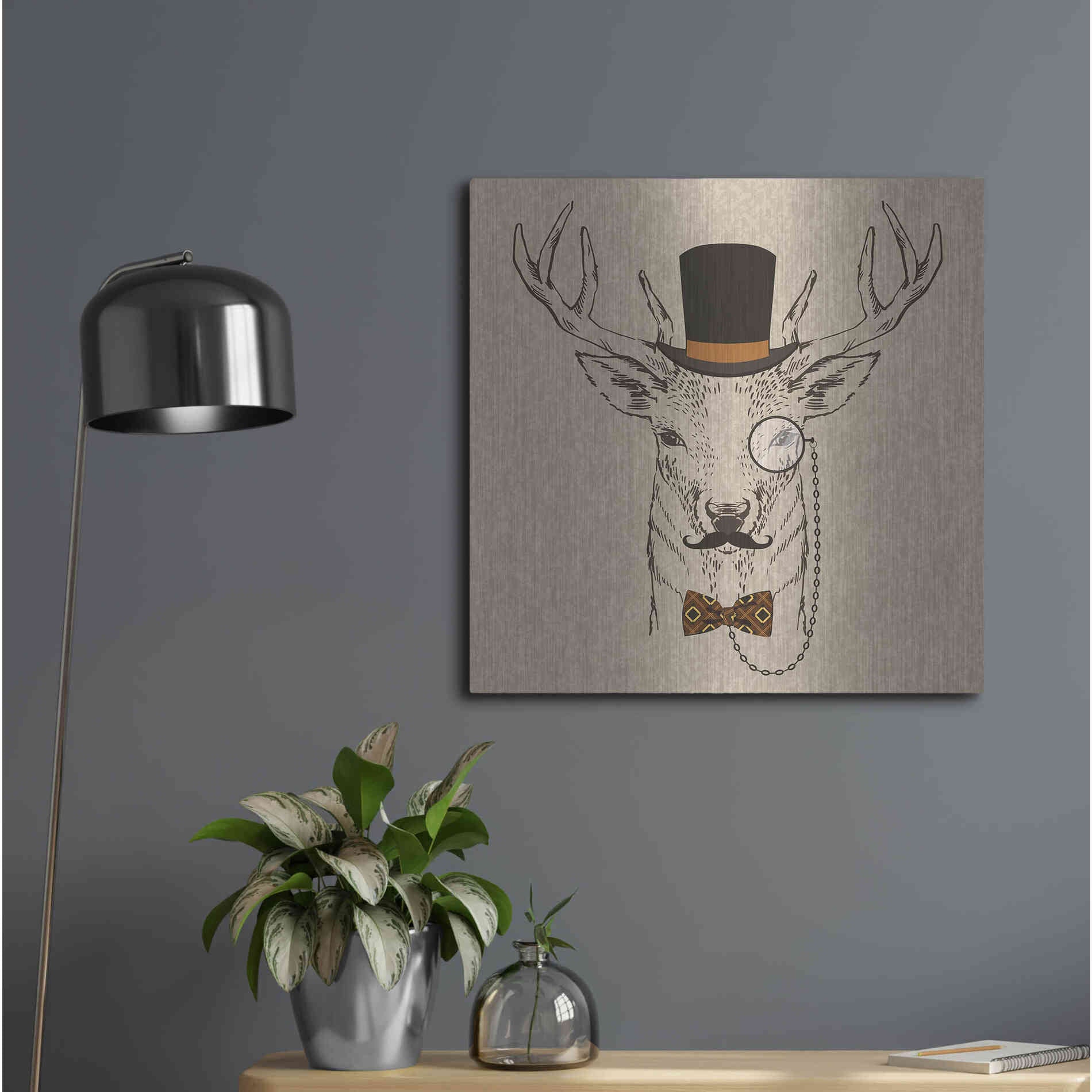 Luxe Metal Art 'Deer-man 2' by GraphINC, Metal Wall Art,24x24