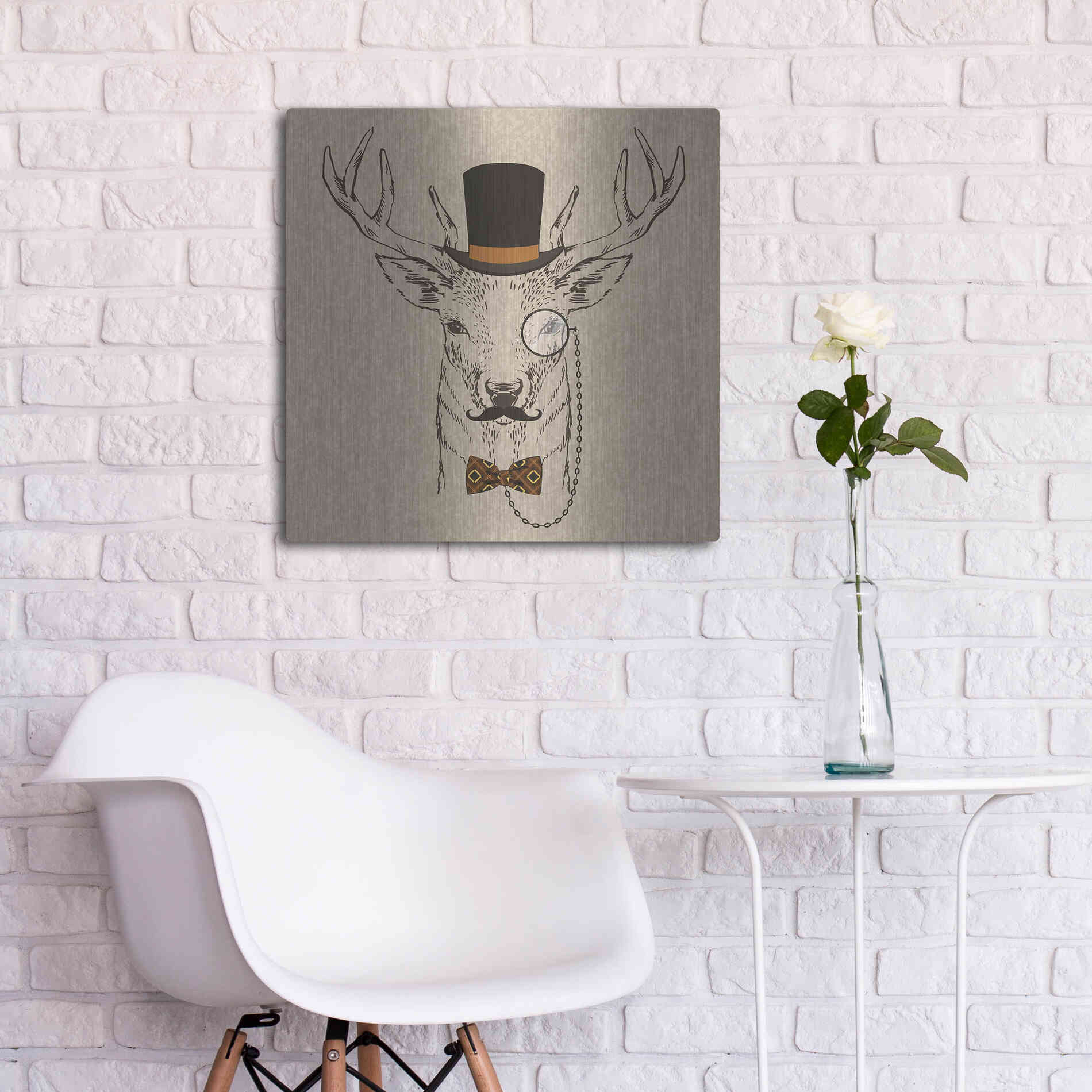 Luxe Metal Art 'Deer-man 2' by GraphINC, Metal Wall Art,24x24