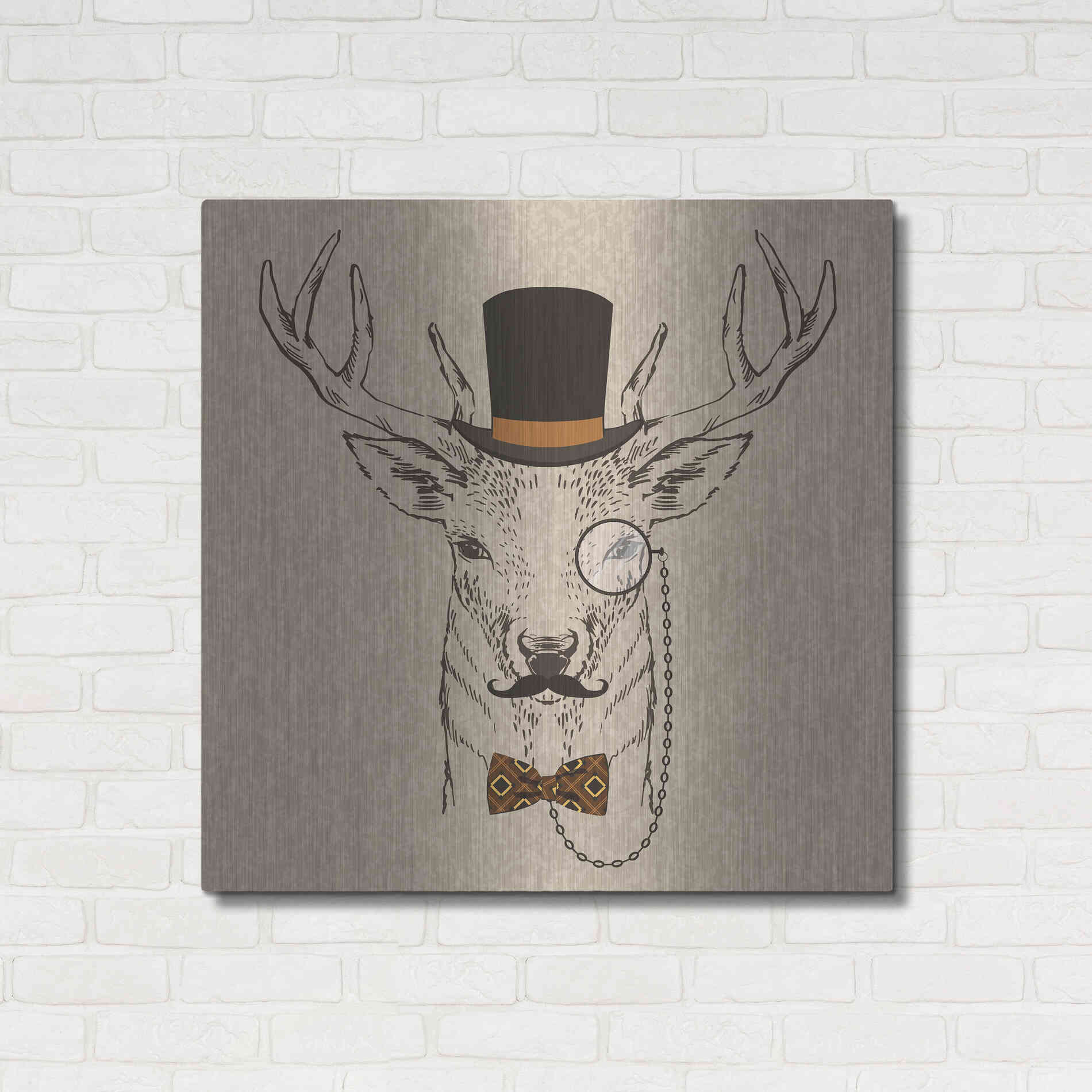 Luxe Metal Art 'Deer-man 2' by GraphINC, Metal Wall Art,36x36