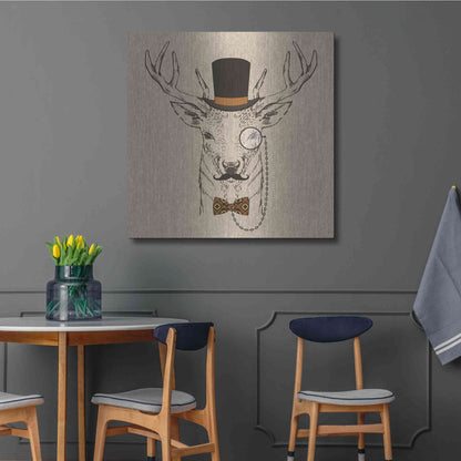 Luxe Metal Art 'Deer-man 2' by GraphINC, Metal Wall Art,36x36