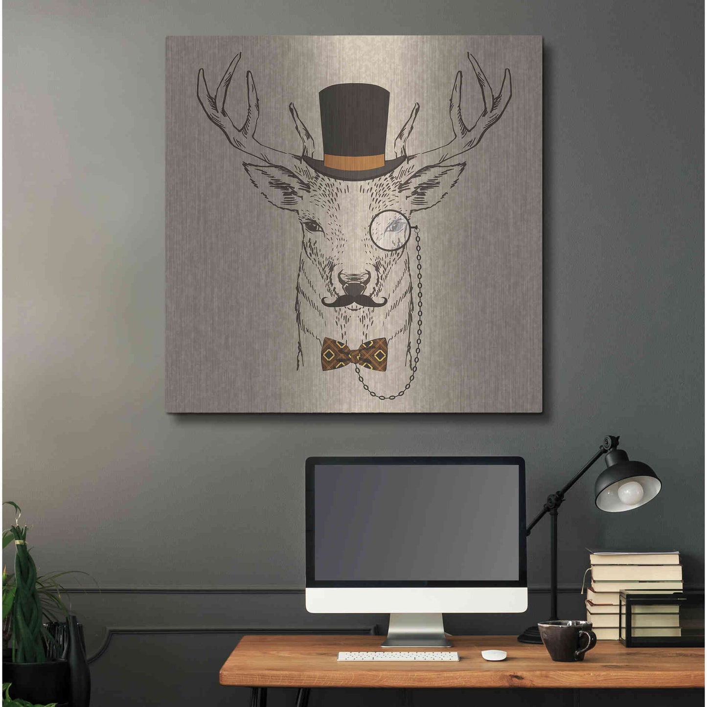 Luxe Metal Art 'Deer-man 2' by GraphINC, Metal Wall Art,36x36