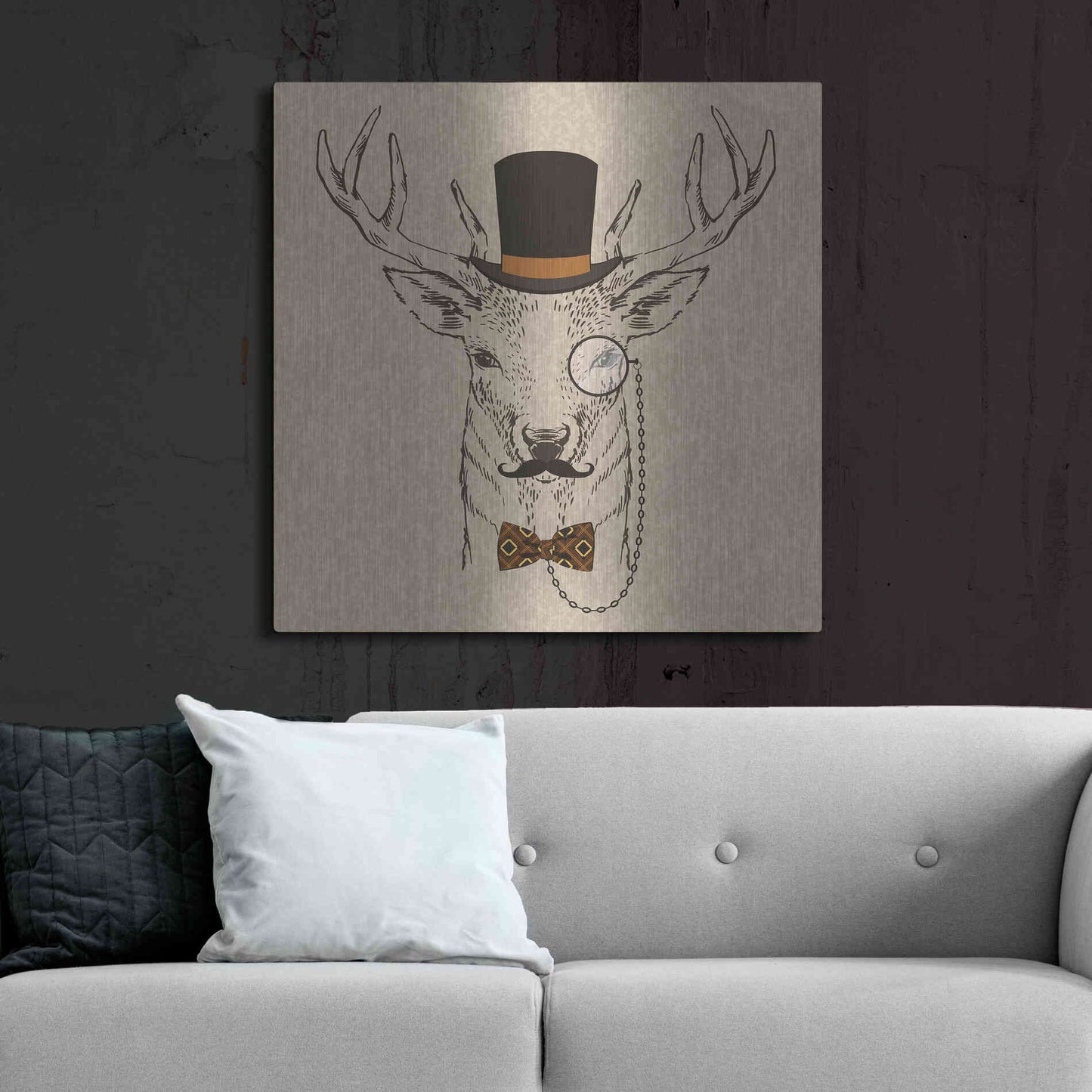 Luxe Metal Art 'Deer-man 2' by GraphINC, Metal Wall Art,36x36