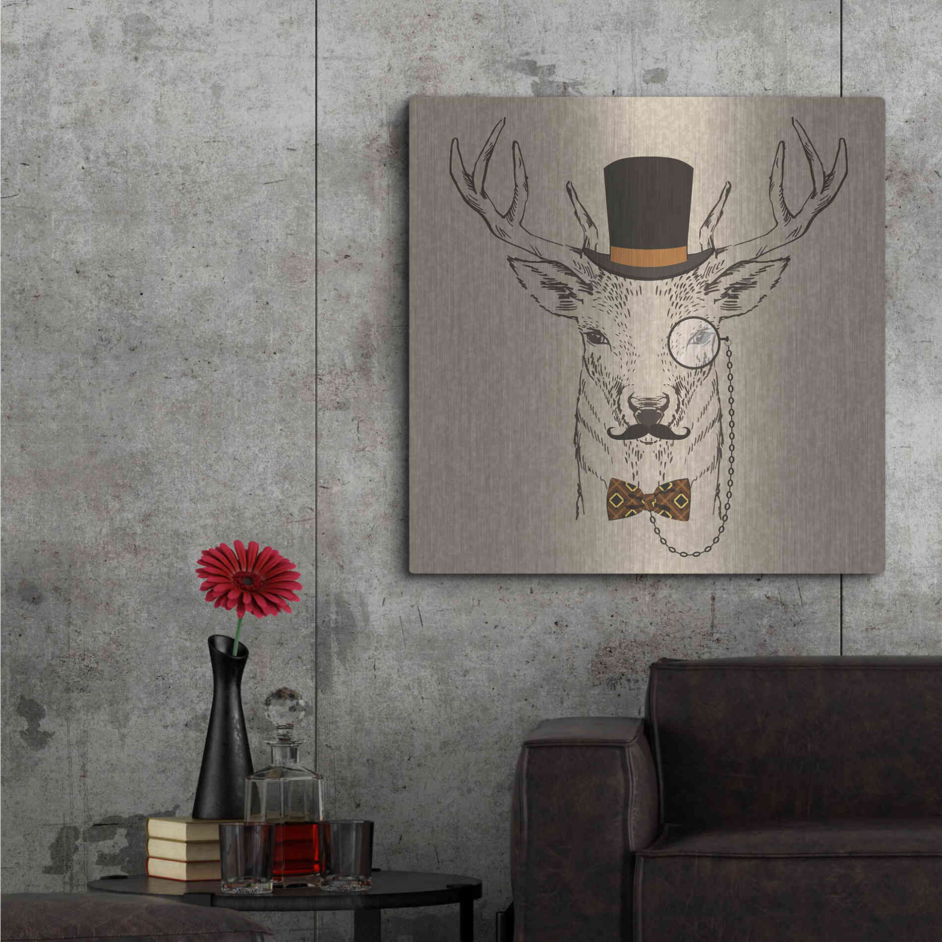 Luxe Metal Art 'Deer-man 2' by GraphINC, Metal Wall Art,36x36