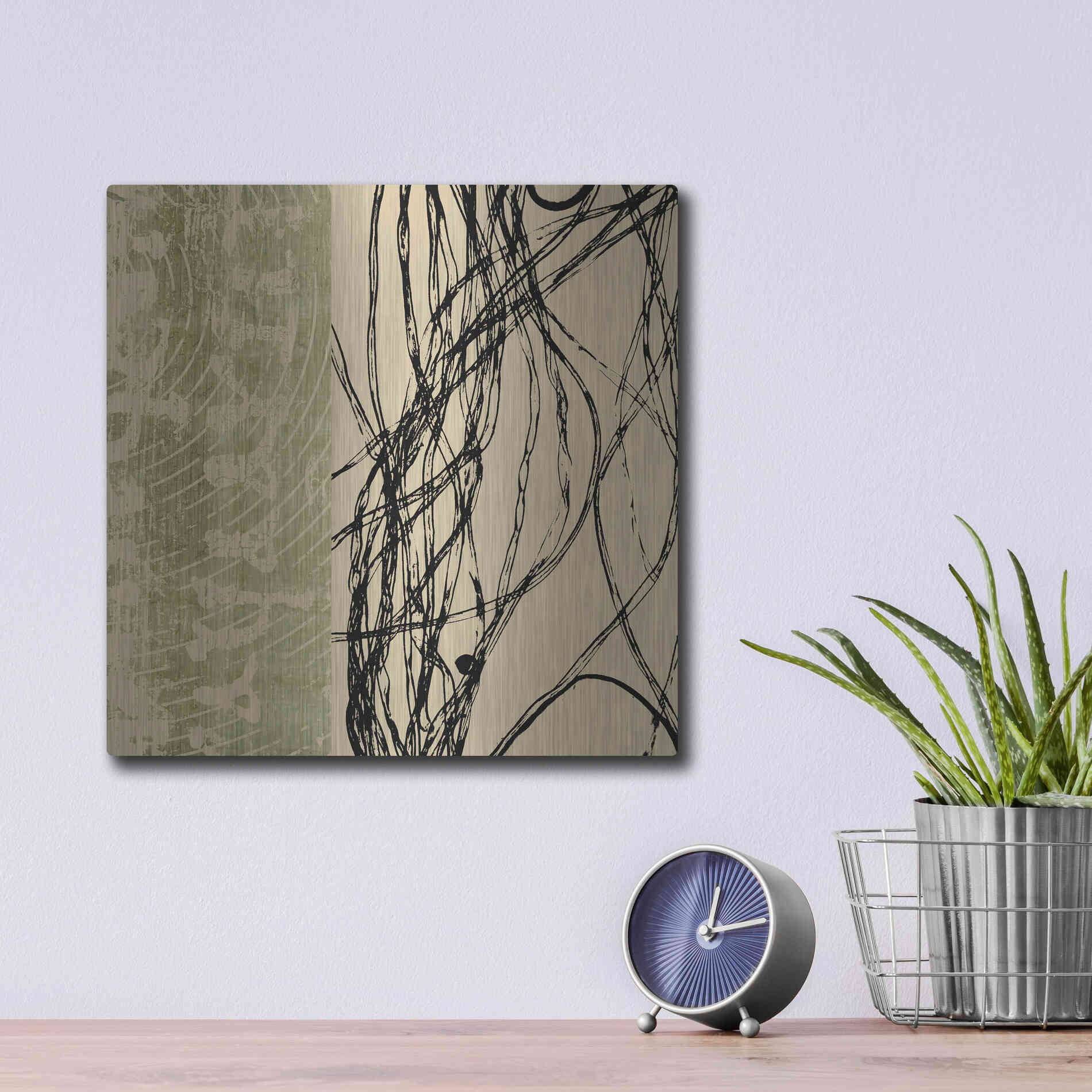 Luxe Metal Art 'Fibers 2' by GraphINC, Metal Wall Art,12x12