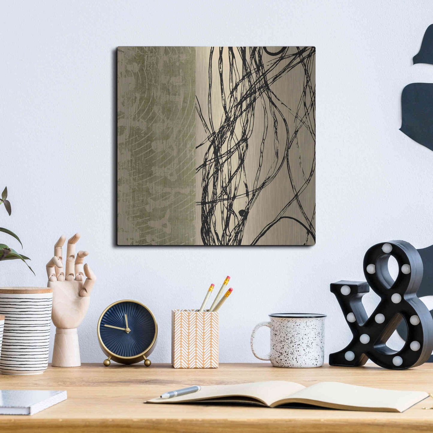 Luxe Metal Art 'Fibers 2' by GraphINC, Metal Wall Art,12x12