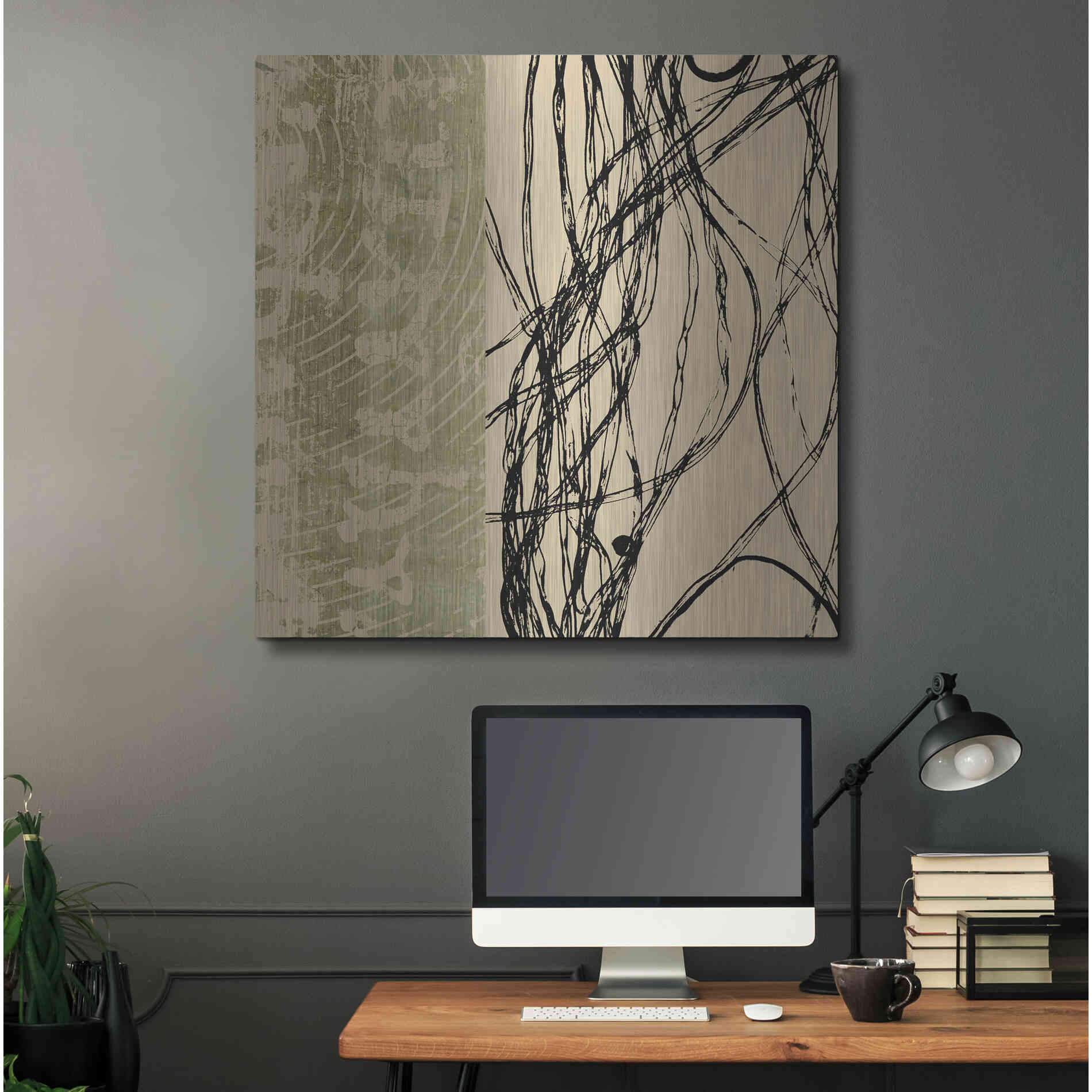 Luxe Metal Art 'Fibers 2' by GraphINC, Metal Wall Art,36x36