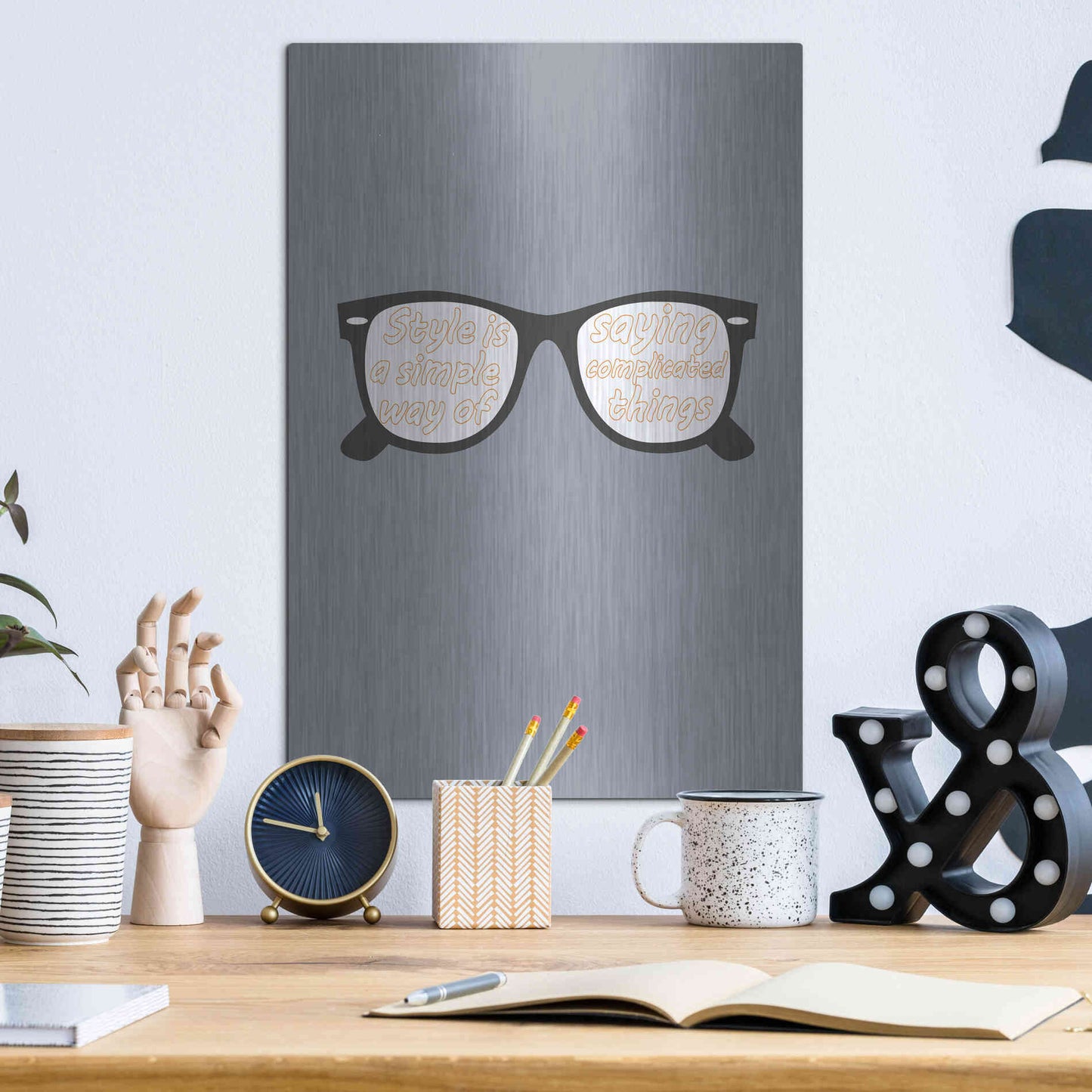 Luxe Metal Art 'Glasses' by GraphINC, Metal Wall Art,12x16