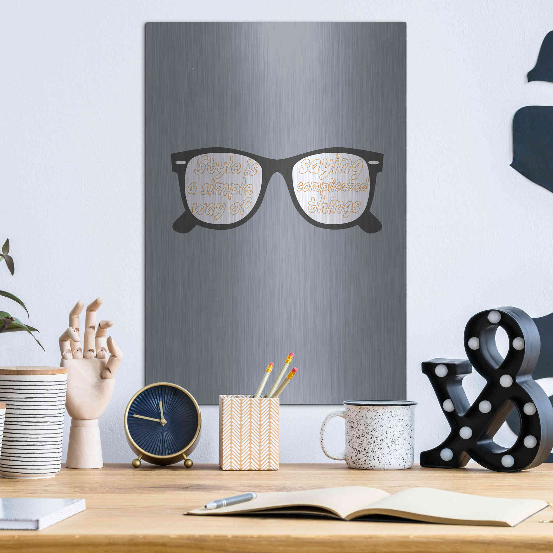 Luxe Metal Art 'Glasses' by GraphINC, Metal Wall Art,12x16