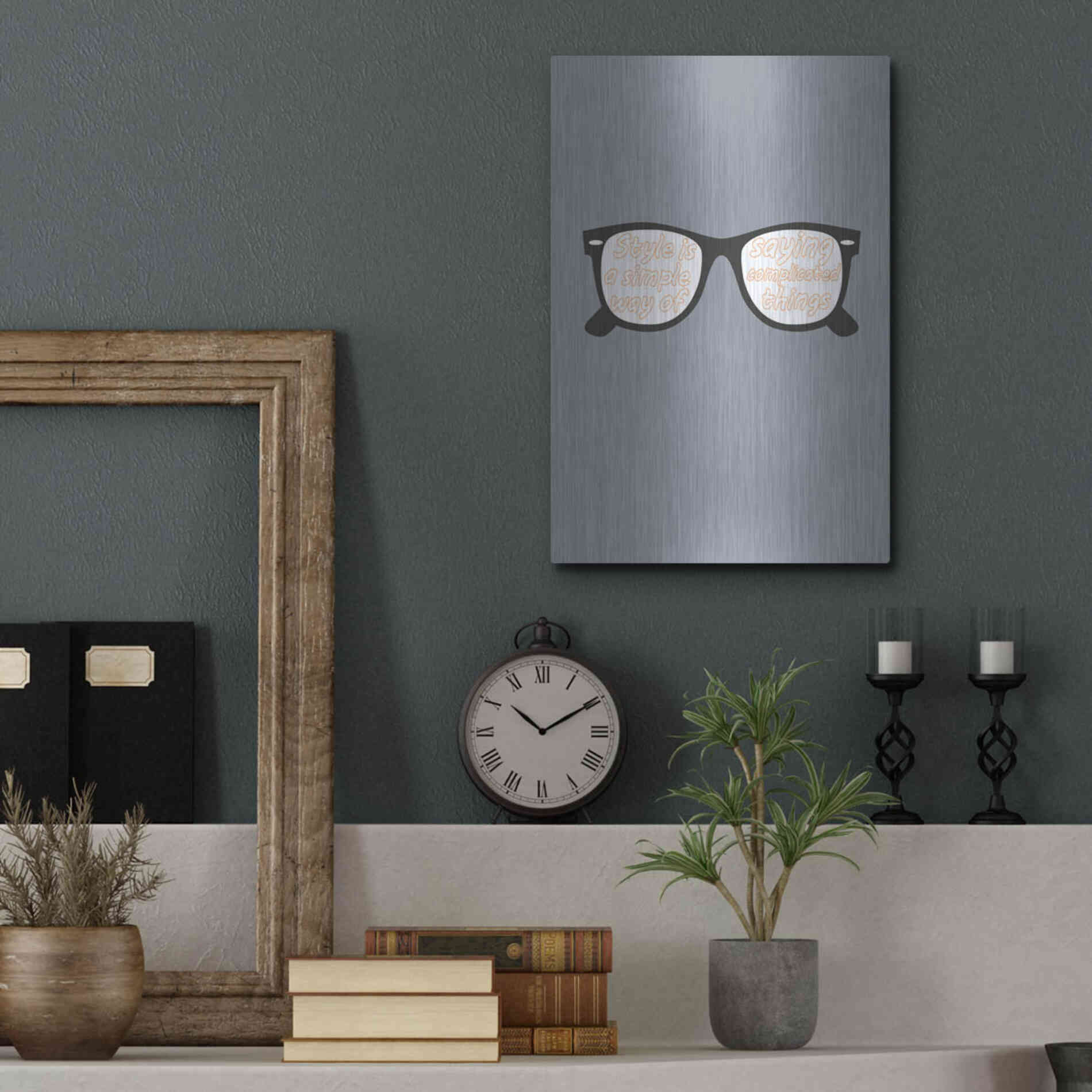 Luxe Metal Art 'Glasses' by GraphINC, Metal Wall Art,12x16