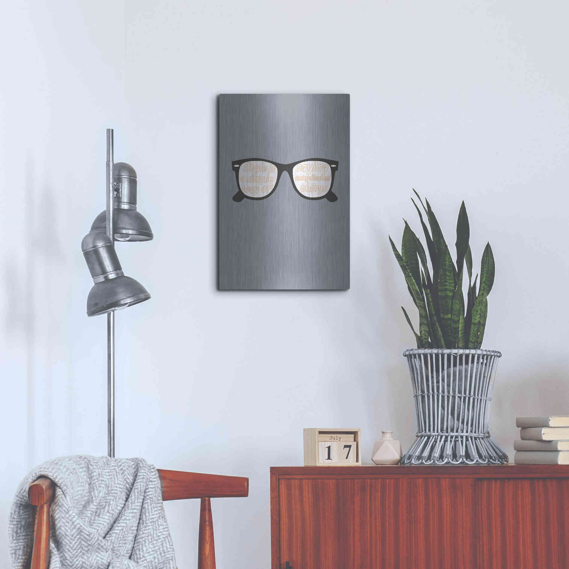 Luxe Metal Art 'Glasses' by GraphINC, Metal Wall Art,16x24