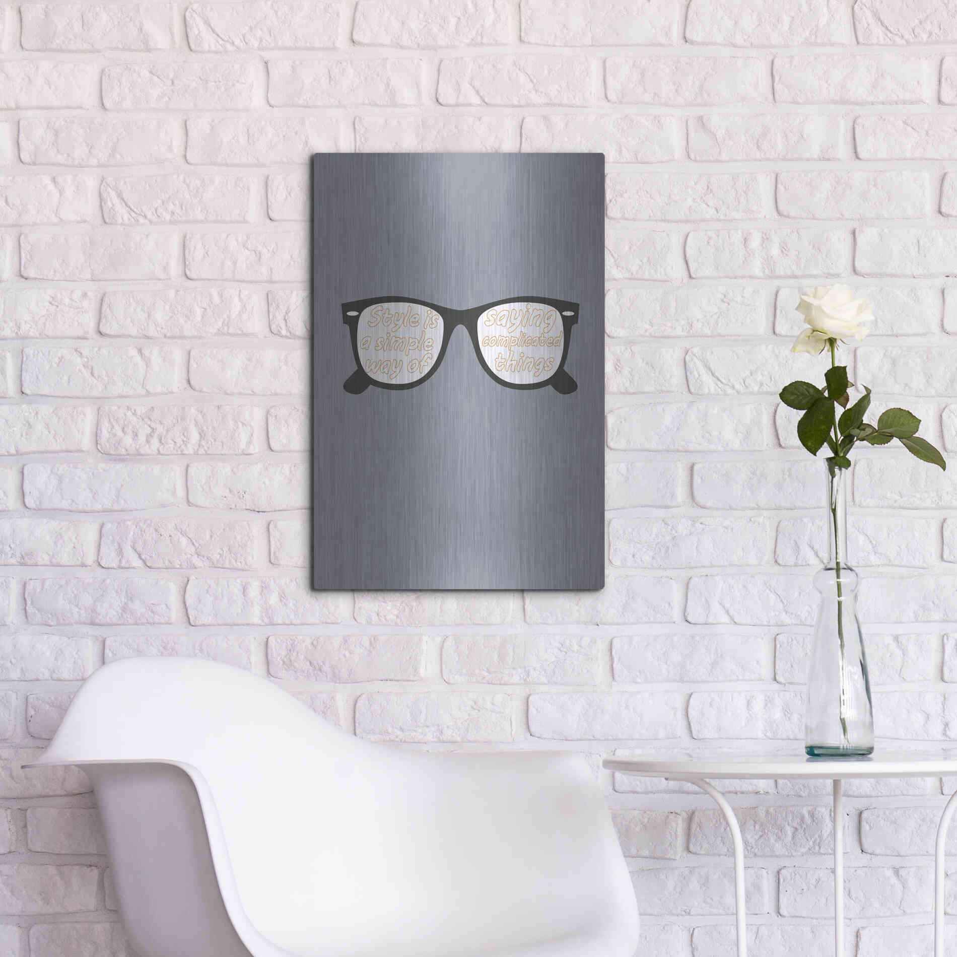 Luxe Metal Art 'Glasses' by GraphINC, Metal Wall Art,16x24